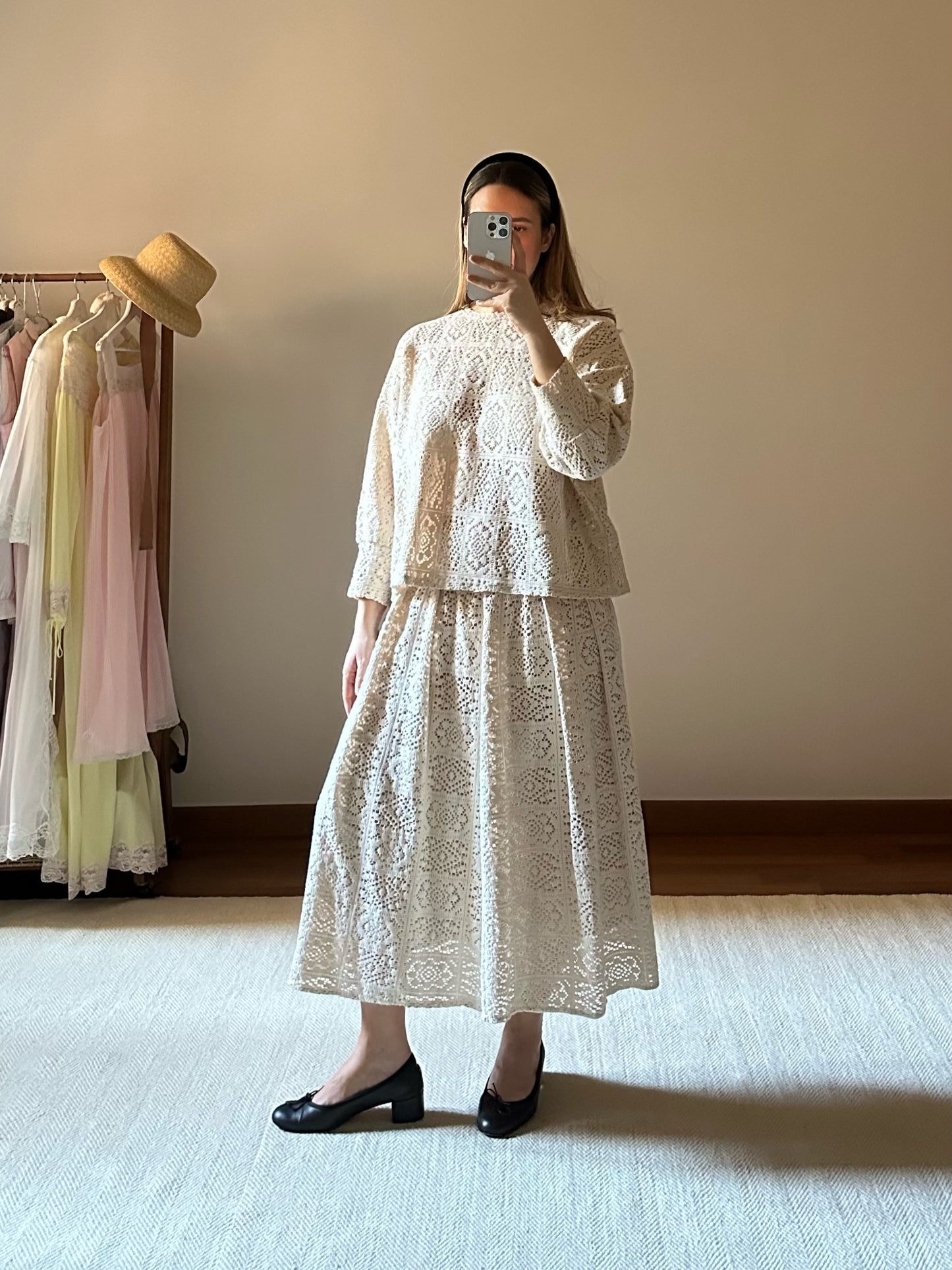 Pure Cotton Beige Crochet Skirt