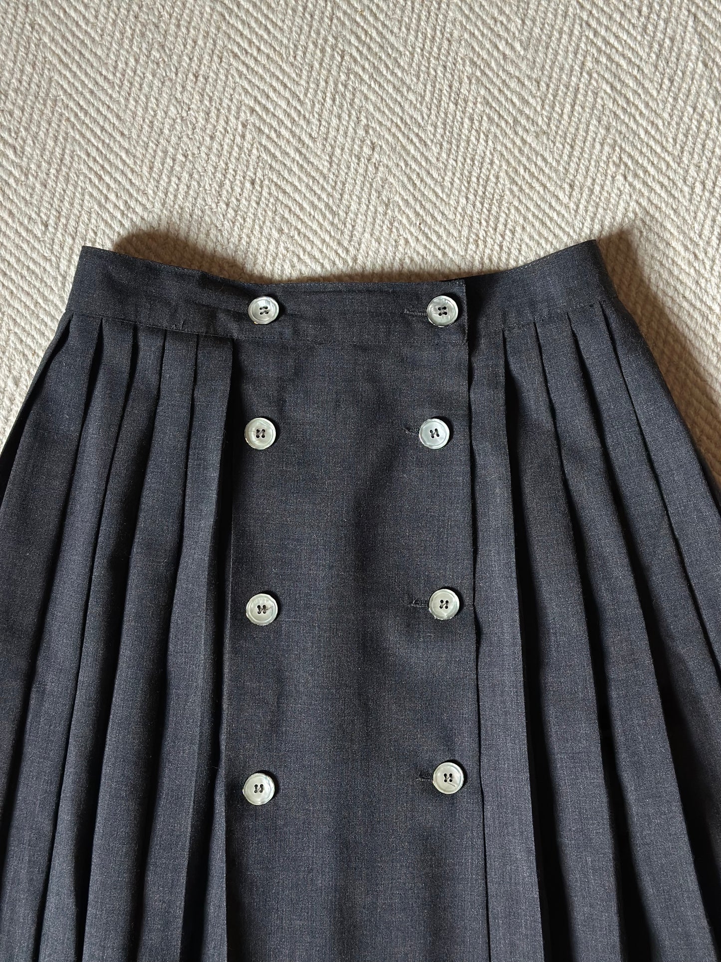 Vintage Gray Pleated Wool Skirt