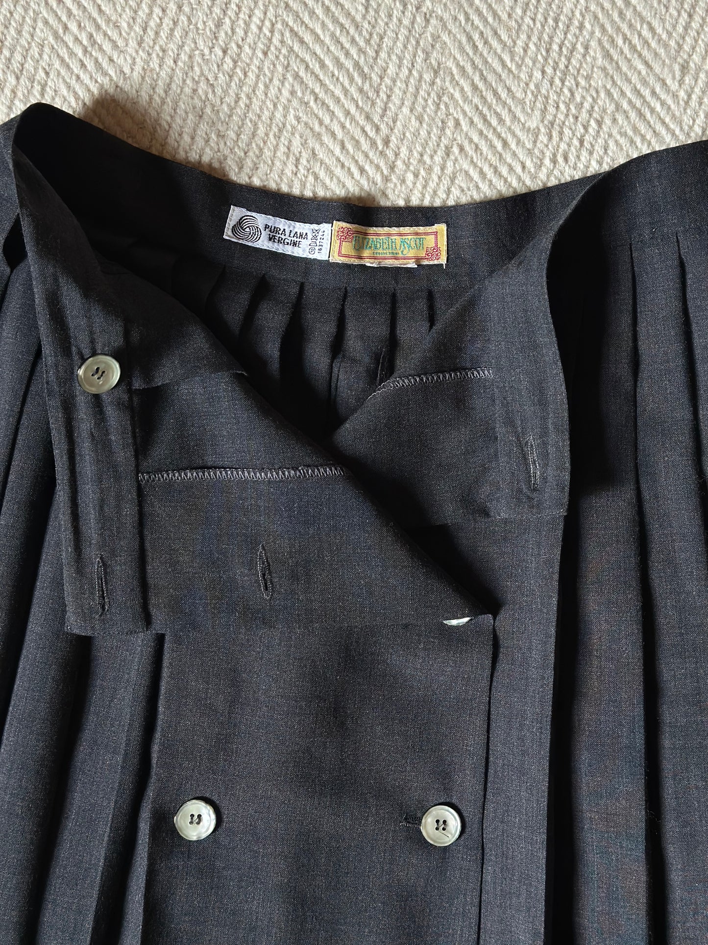 Vintage Gray Pleated Wool Skirt