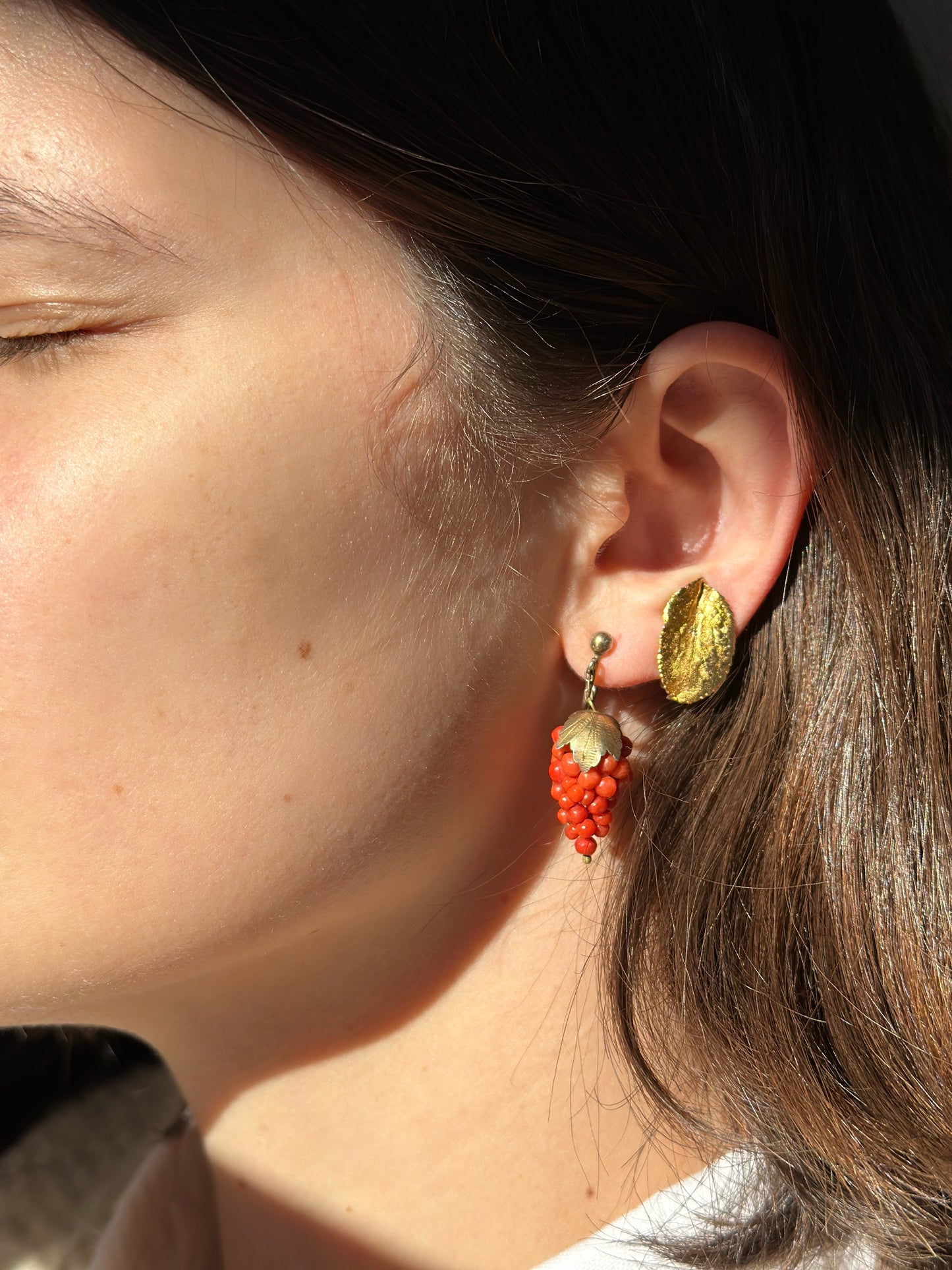 Vintage Gold Leaf Single Earring