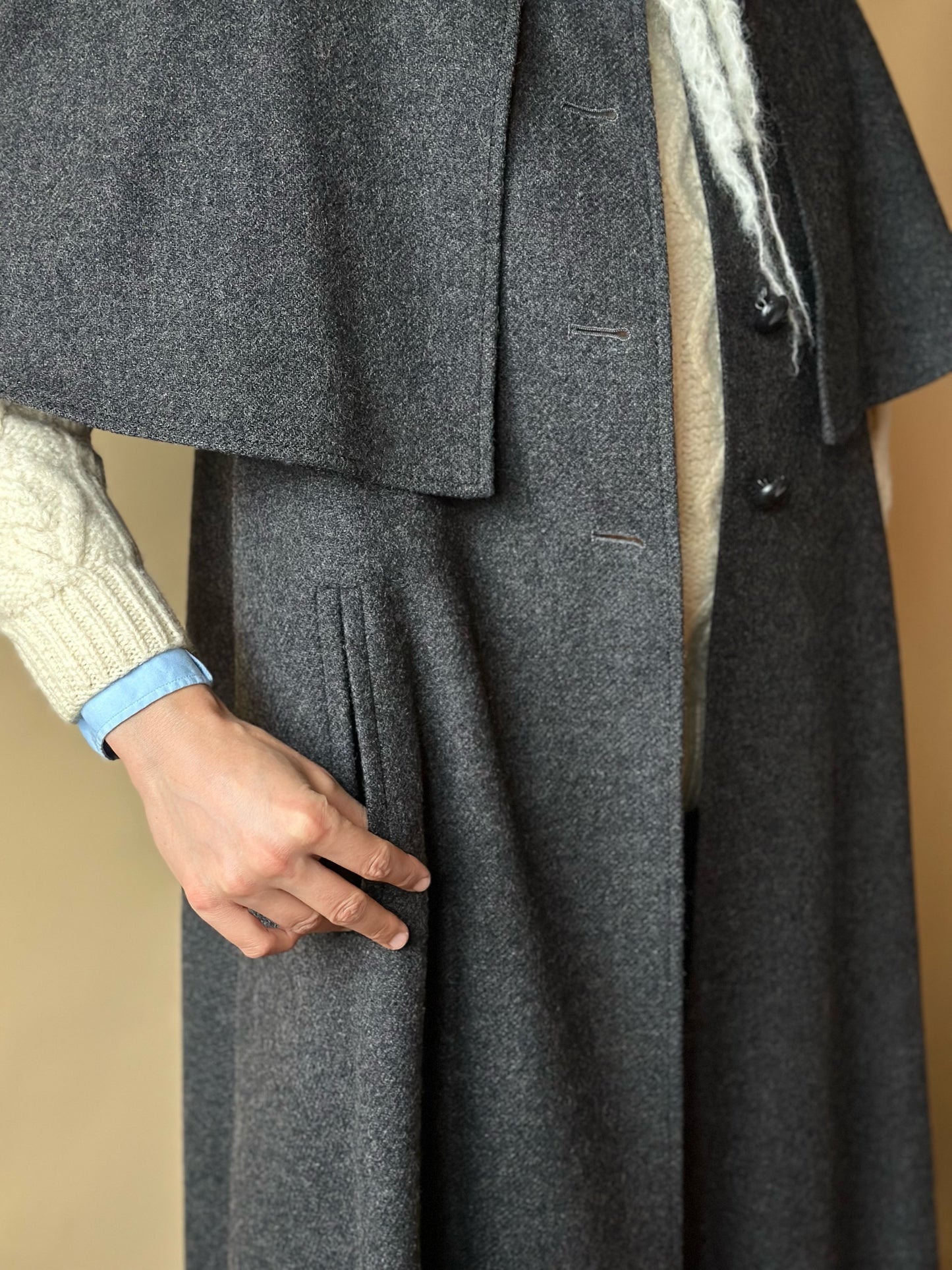 Vintage Gray Cape Loden Coat