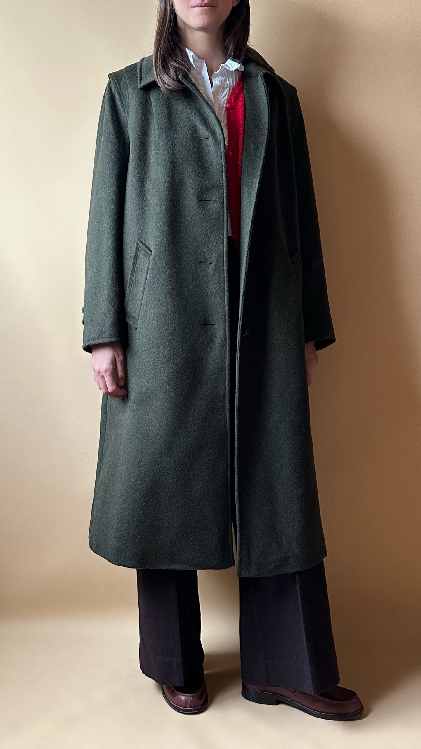 Vintage Green Loden With Tartan Lining
