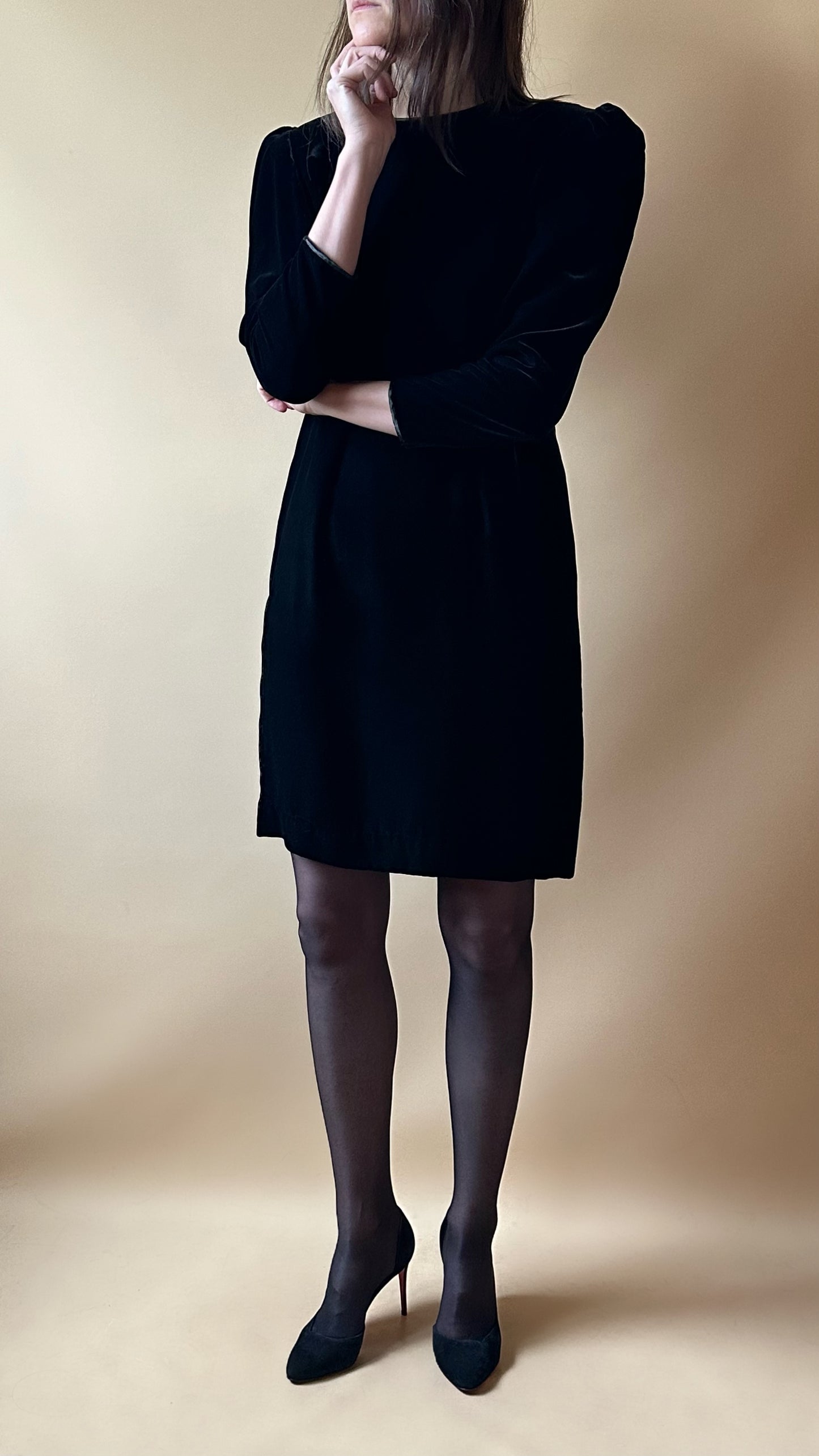 Vintage Black Velvet Dress