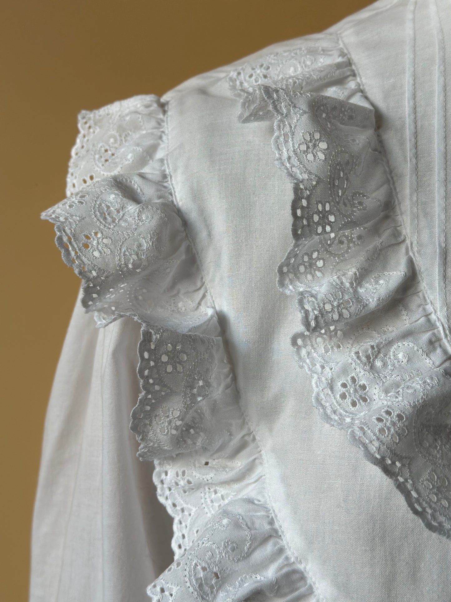 Vintage White Cotton High Neck Shirt