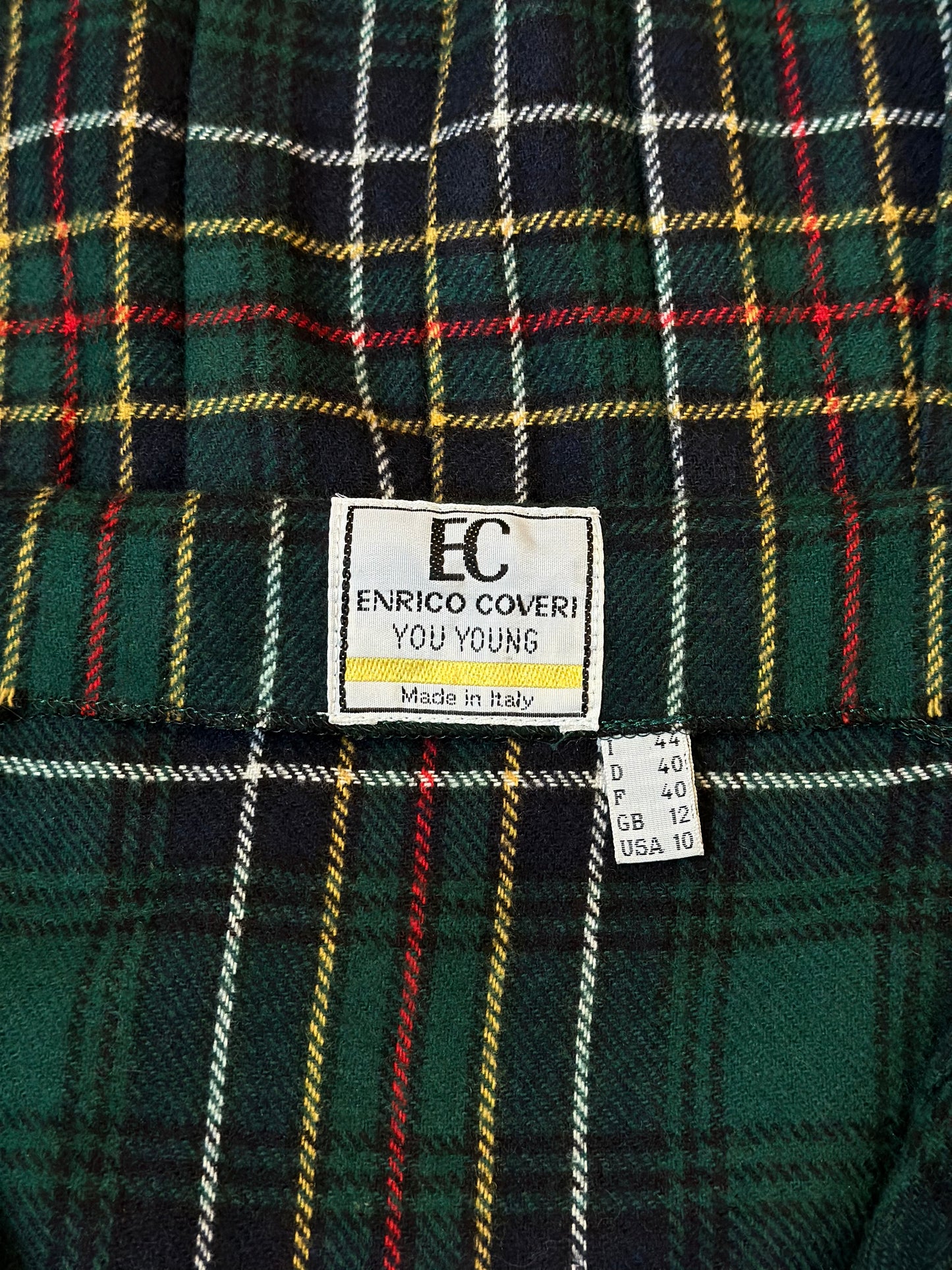 Vintage Tartan Green Pleated Skirt
