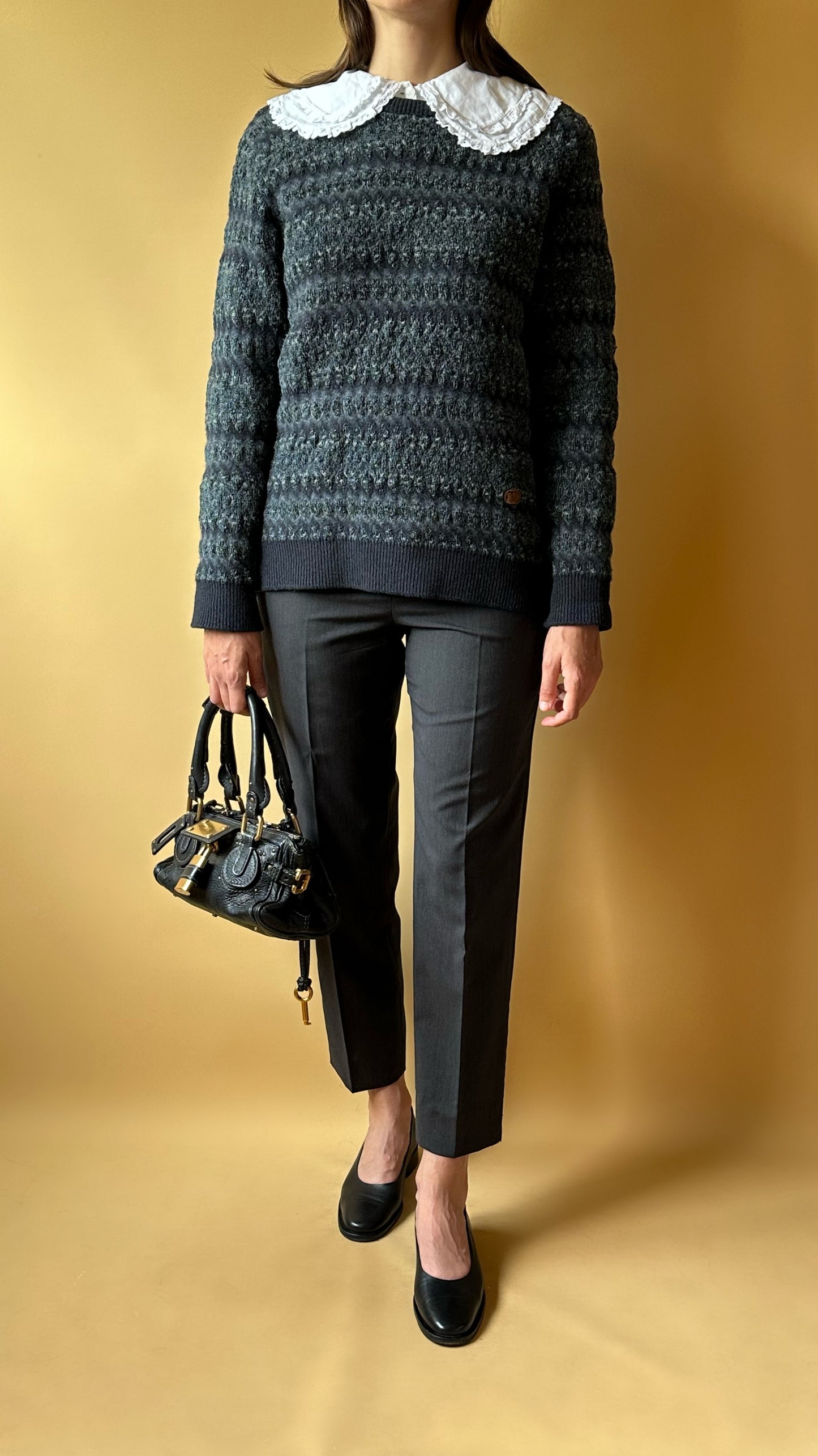 Vintage Dark Gray Pure Wool Trousers