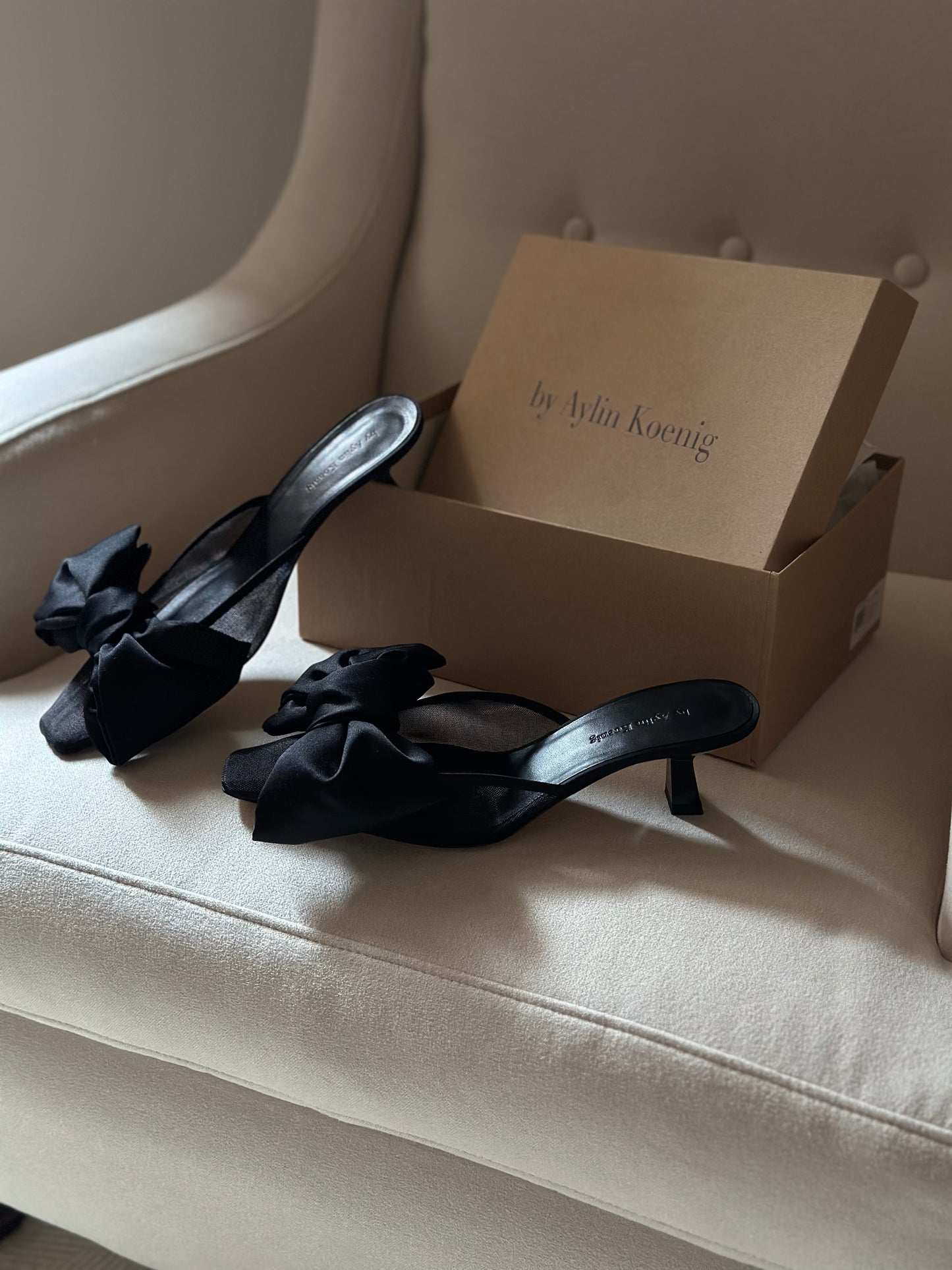 Black Bow Mules by Aylin Koenig