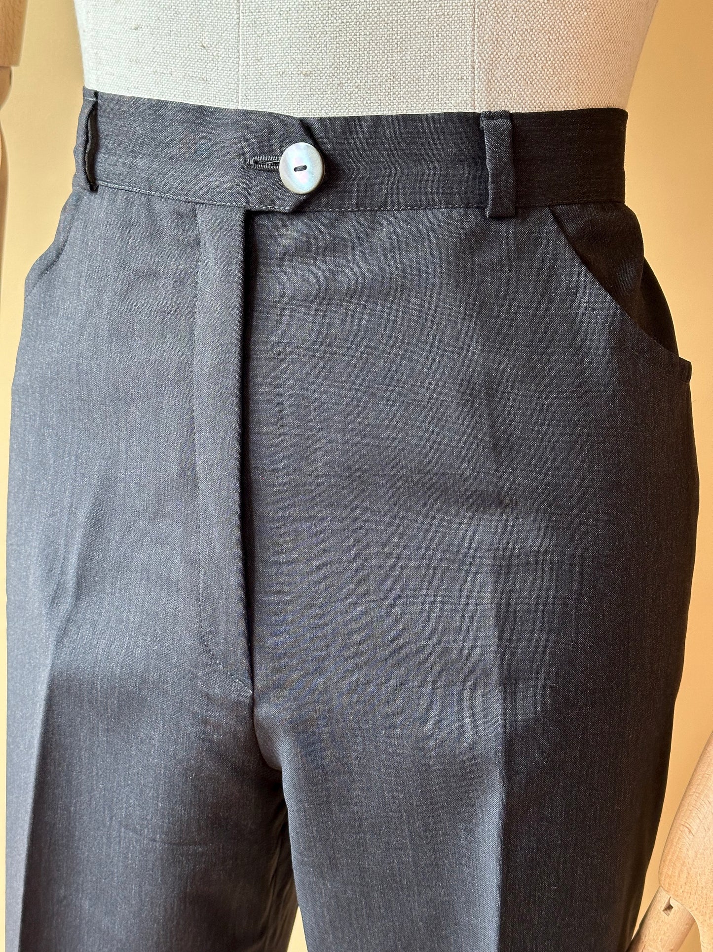 Vintage Dark Gray Pure Wool Trousers