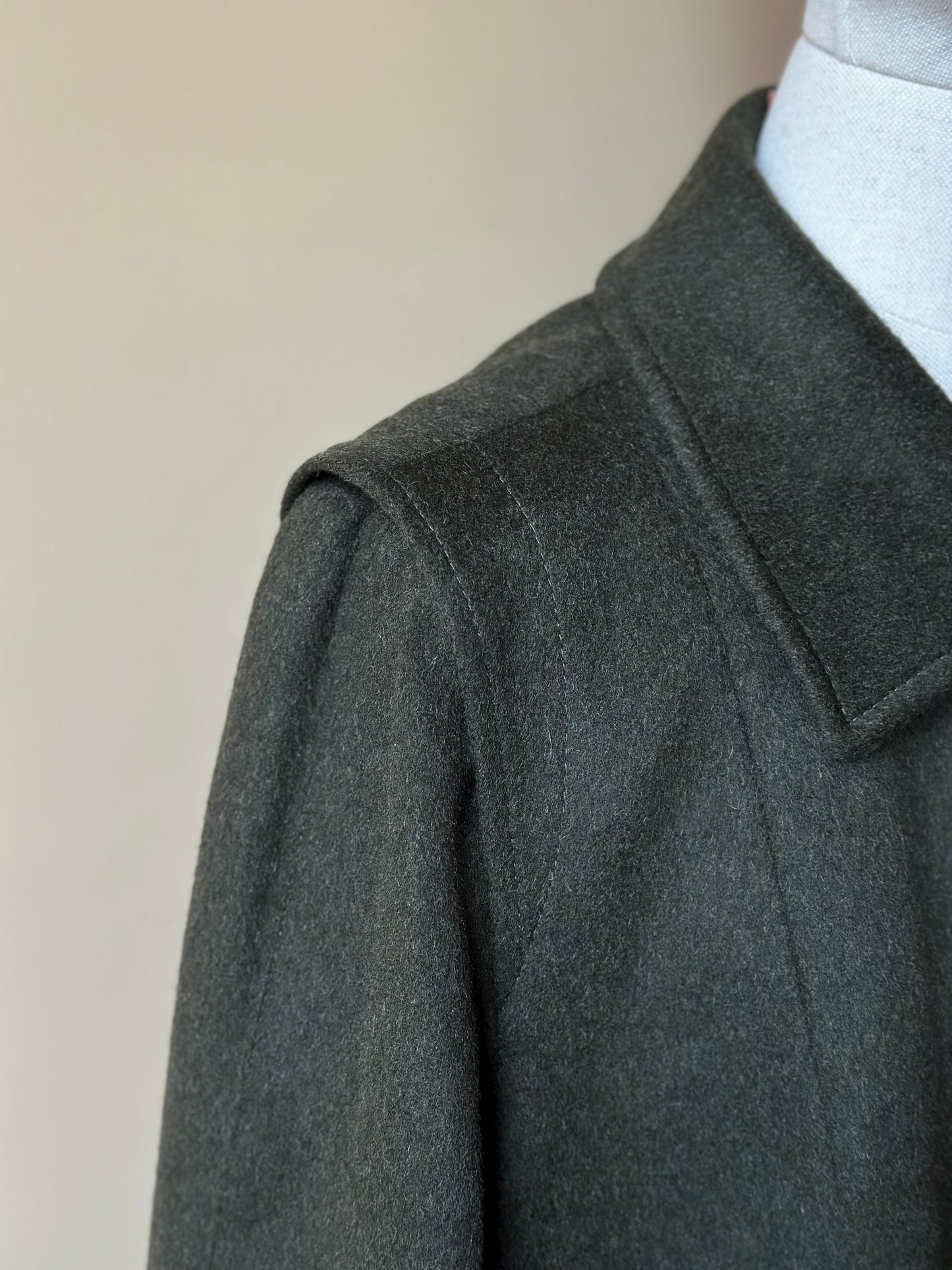 Vintage Green Loden With Tartan Lining