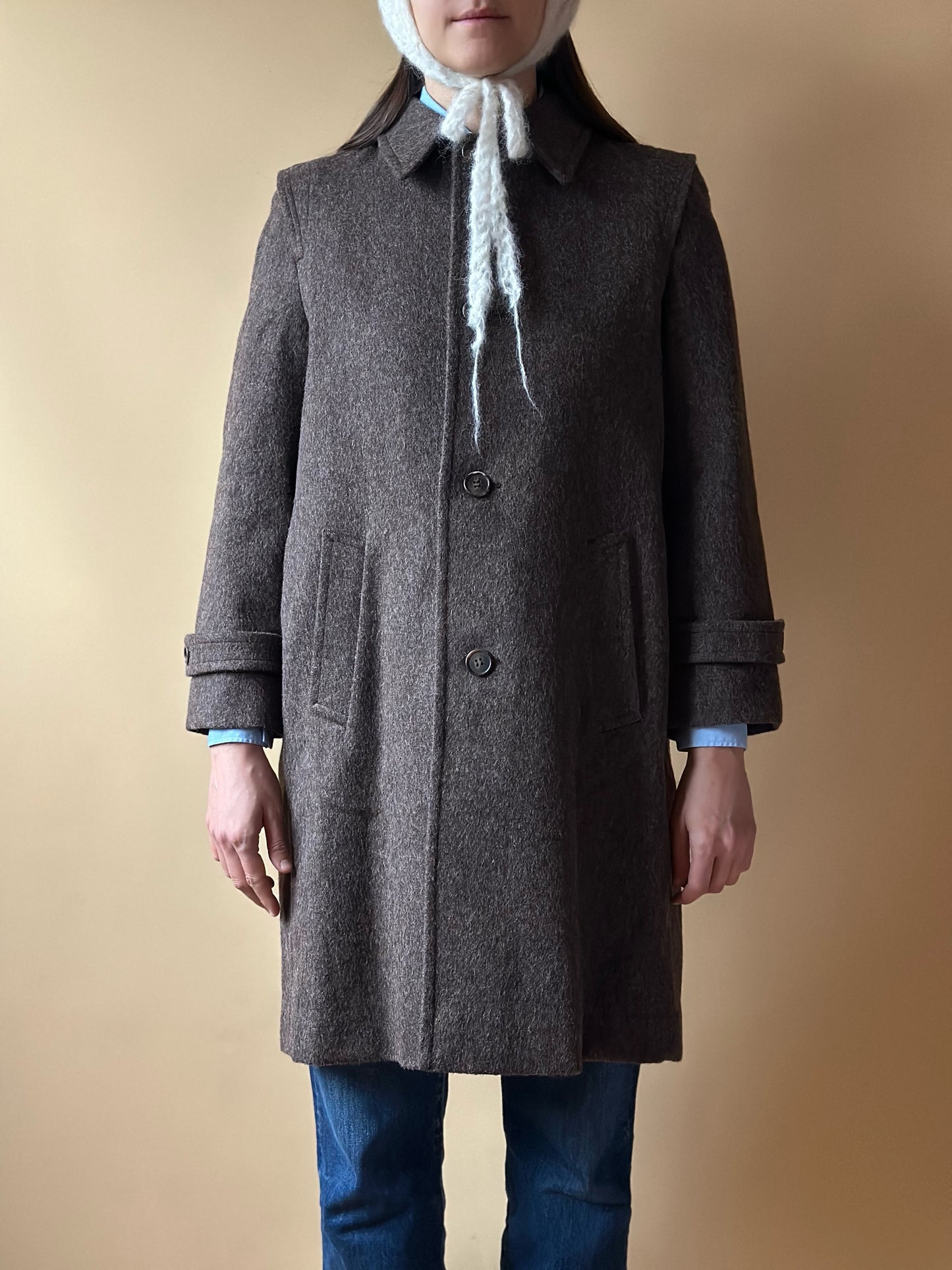 Vintage Brown Short Loden Coat