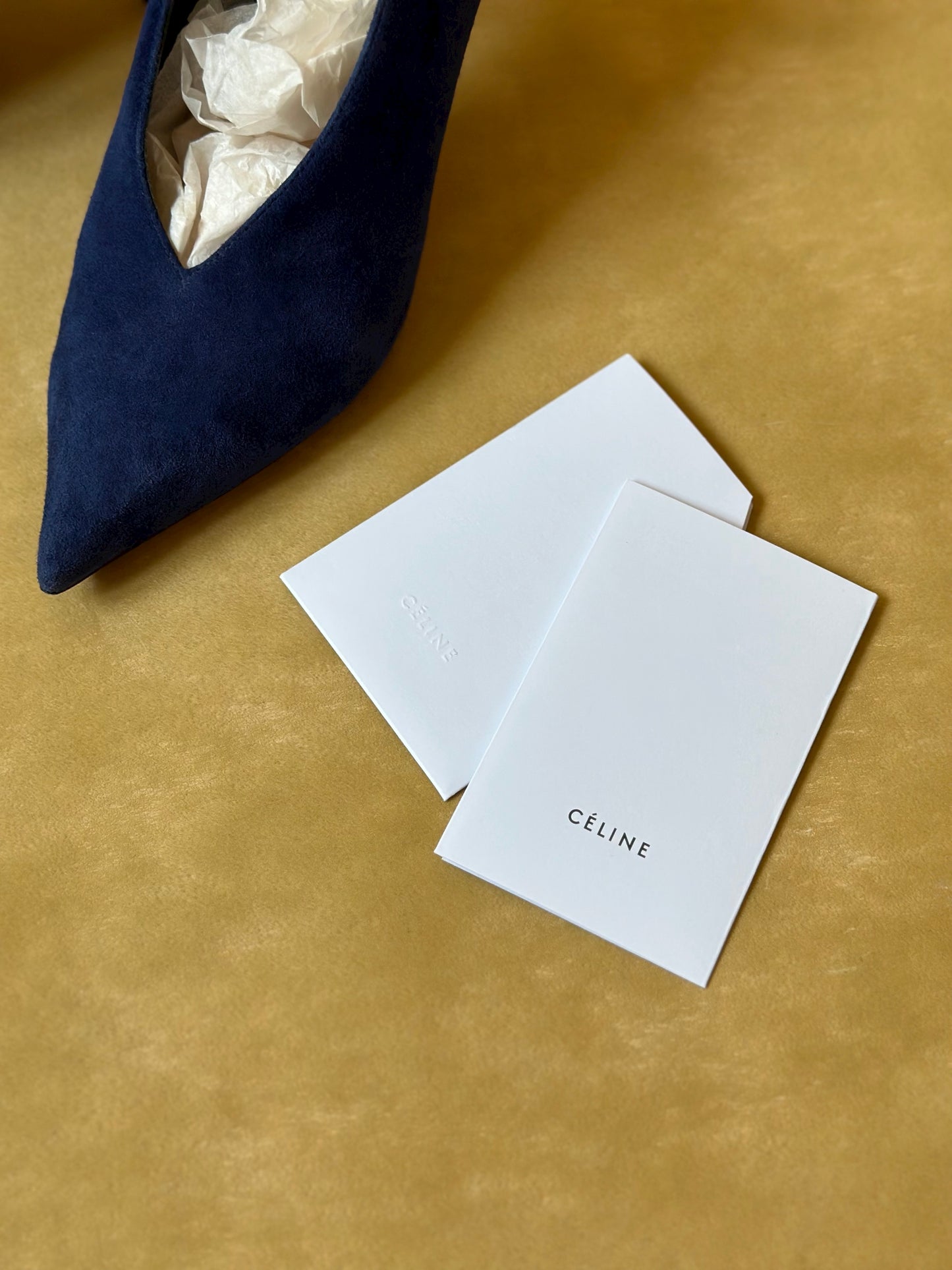 Céline Blue Suede Pointed Pumps