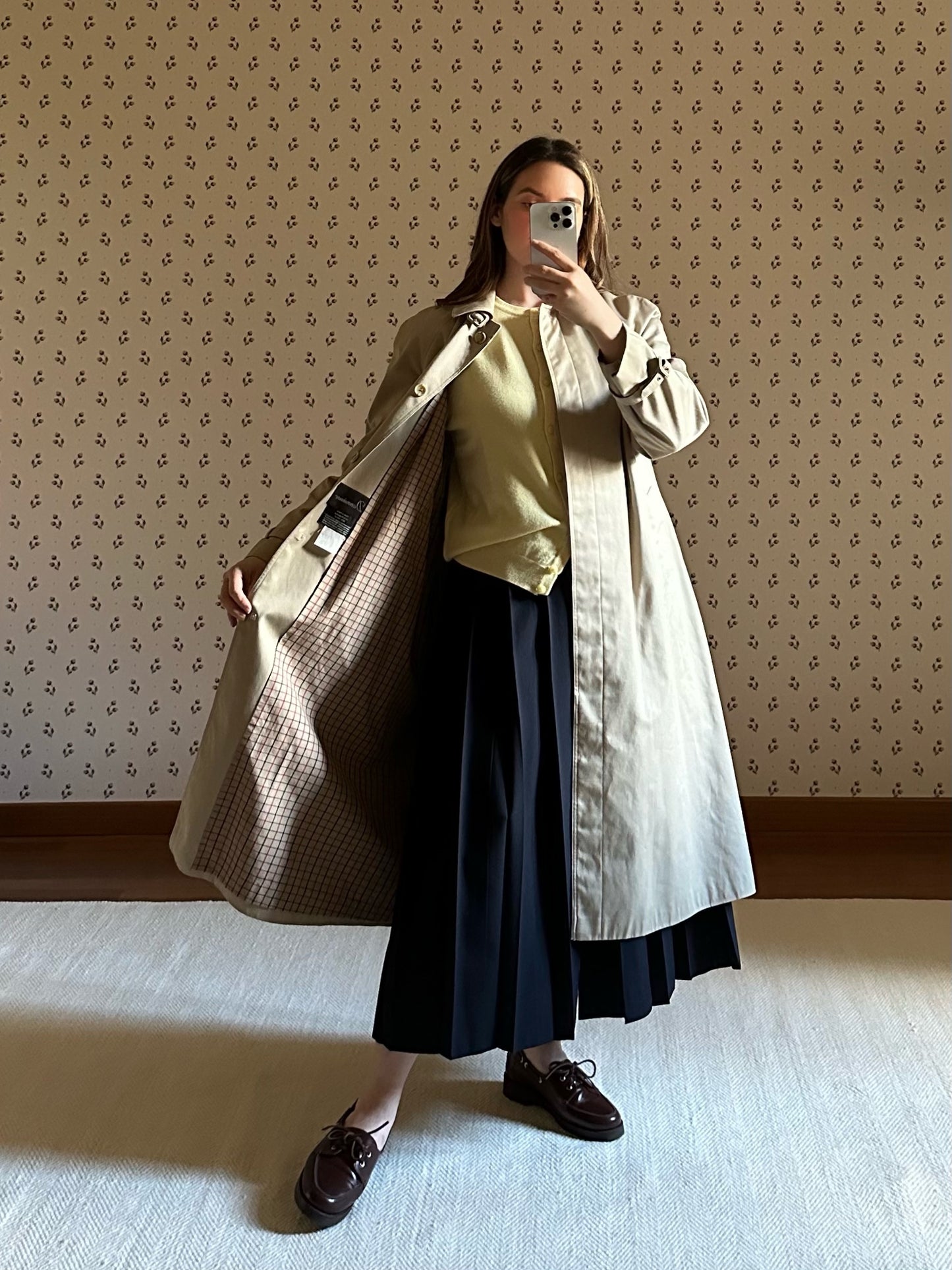 Vintage Korean Beige Trench Coat