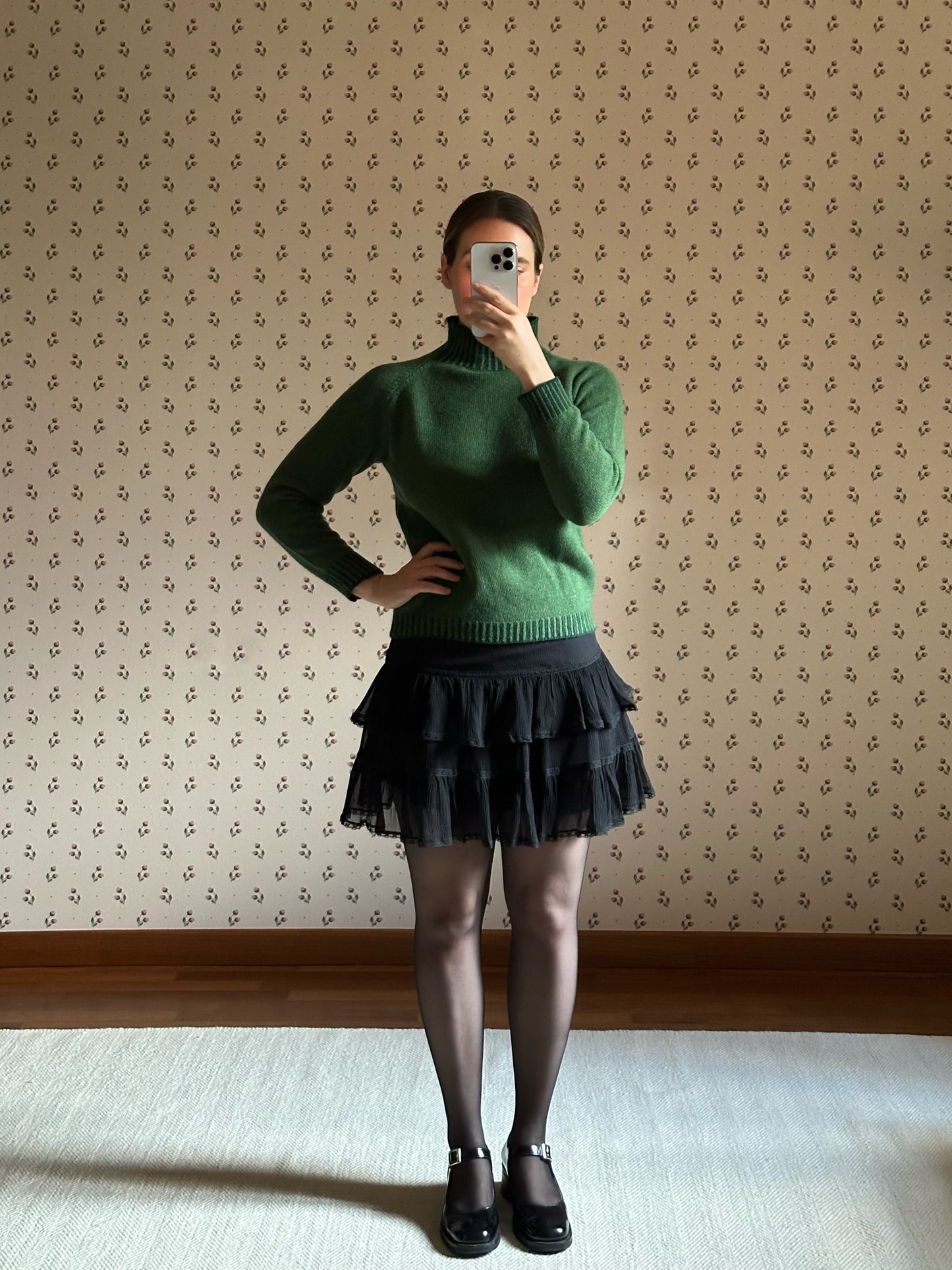 Vintage Green Wool & Cashmere Mock Neck Sweater