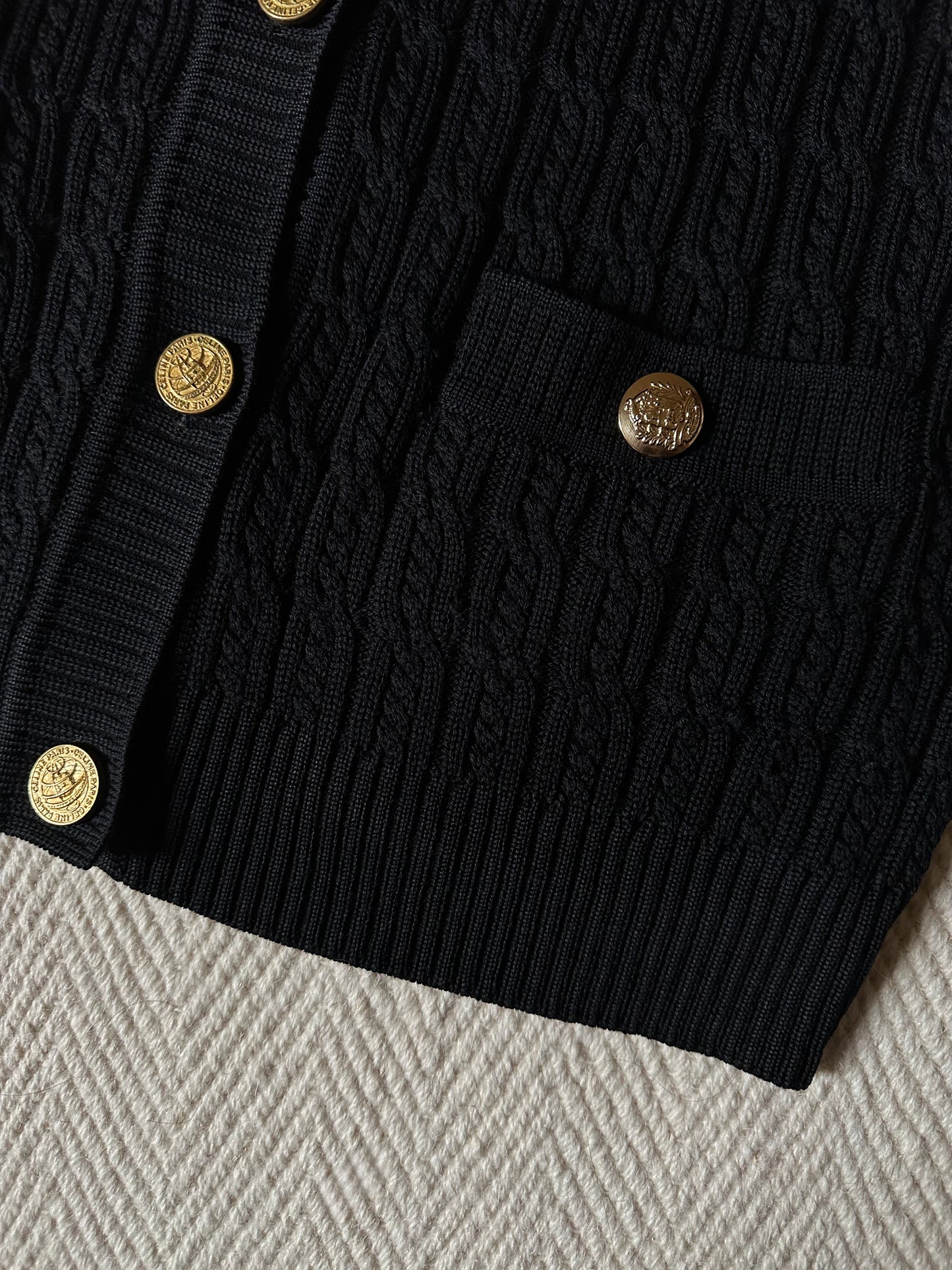 Vintage Celine Black Wool Cardigan