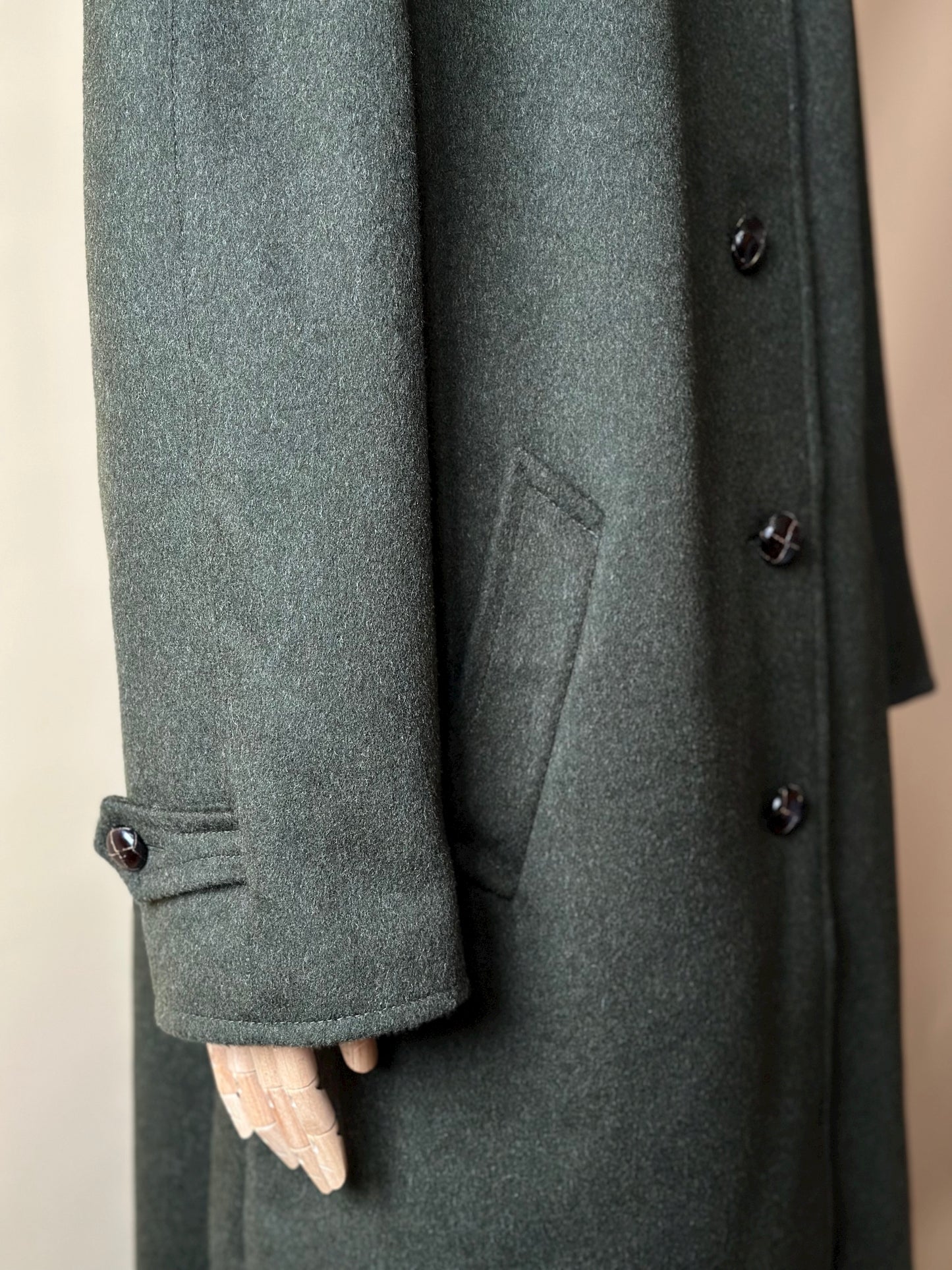 Vintage Green Loden With Tartan Lining