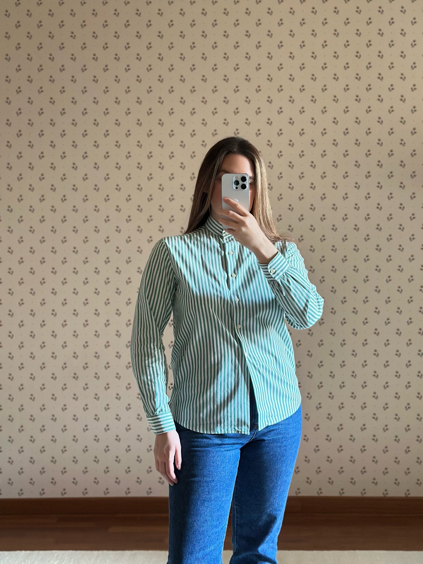 Green Striped Cotton Shirt