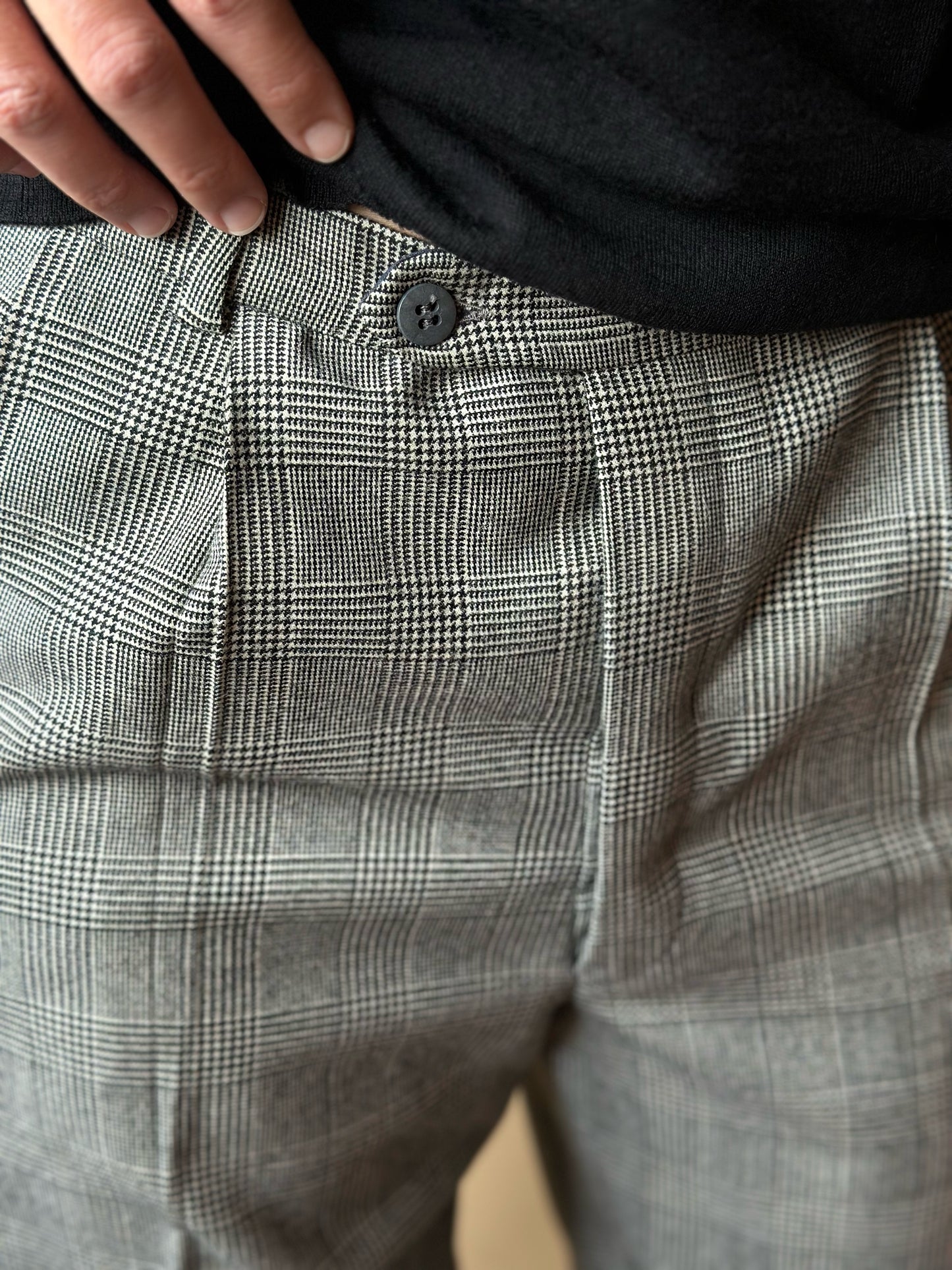 Vintage Black & White Checkered Wool Trousers
