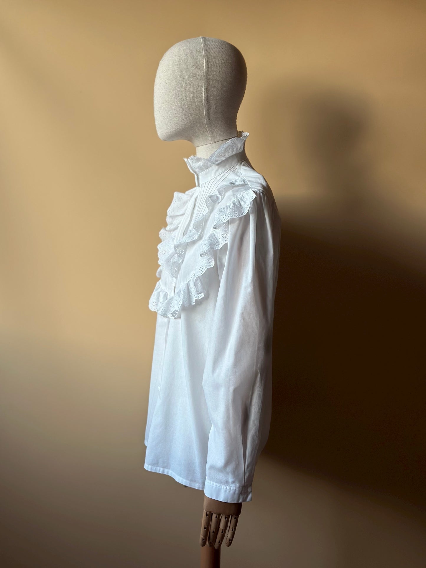 Vintage White Cotton High Neck Shirt