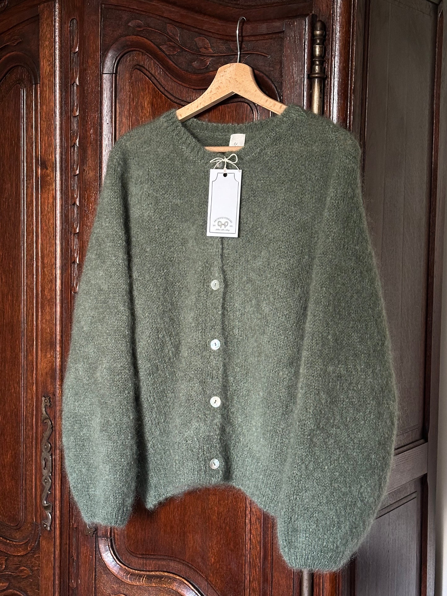 Mohair Sage Green Cardigan
