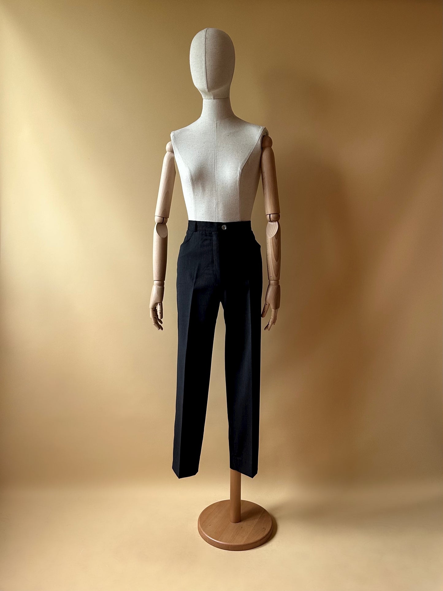 Vintage Dark Gray Pure Wool Trousers
