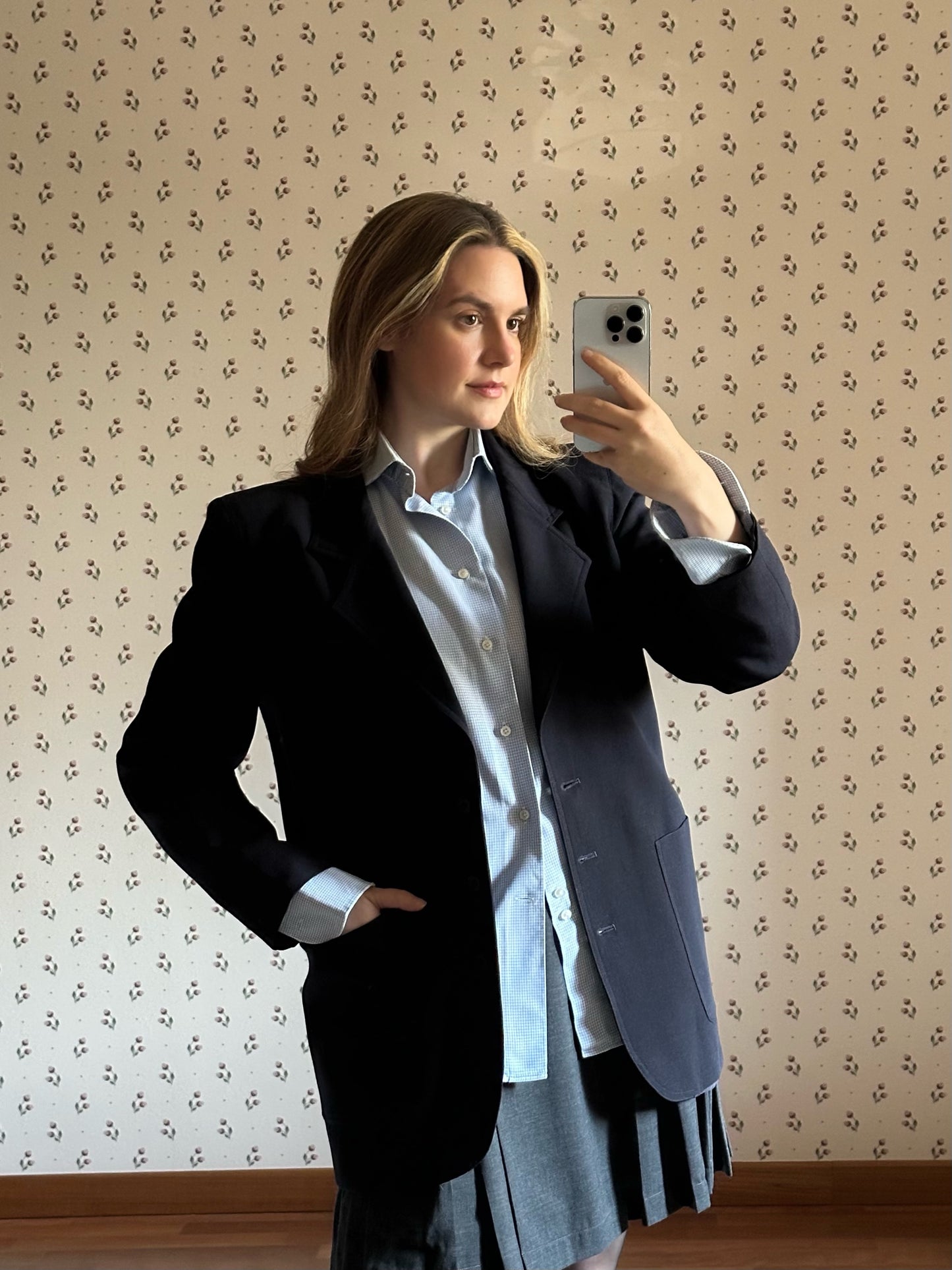 Vintage Blue Wool Blazer