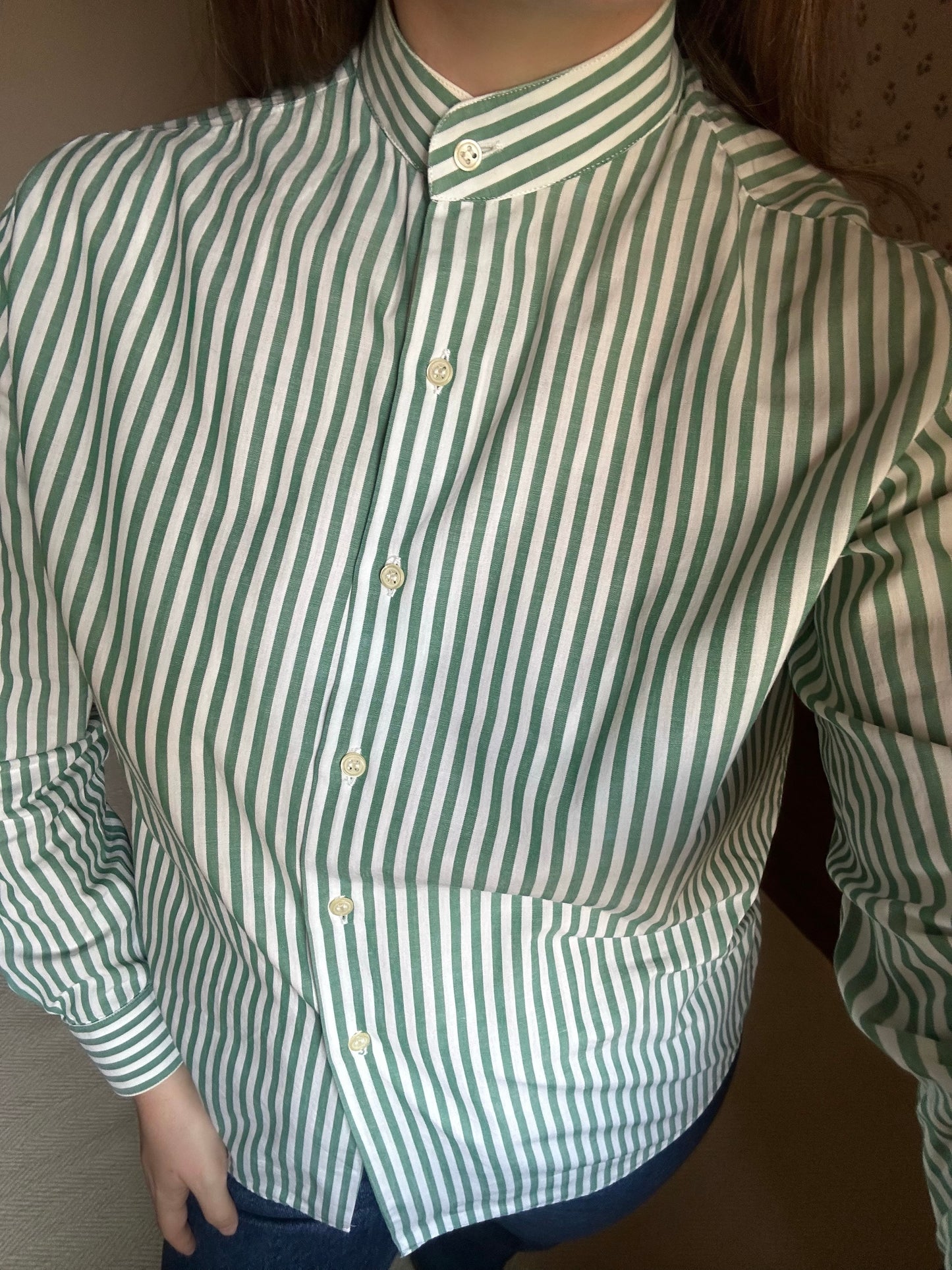 Green Striped Cotton Shirt