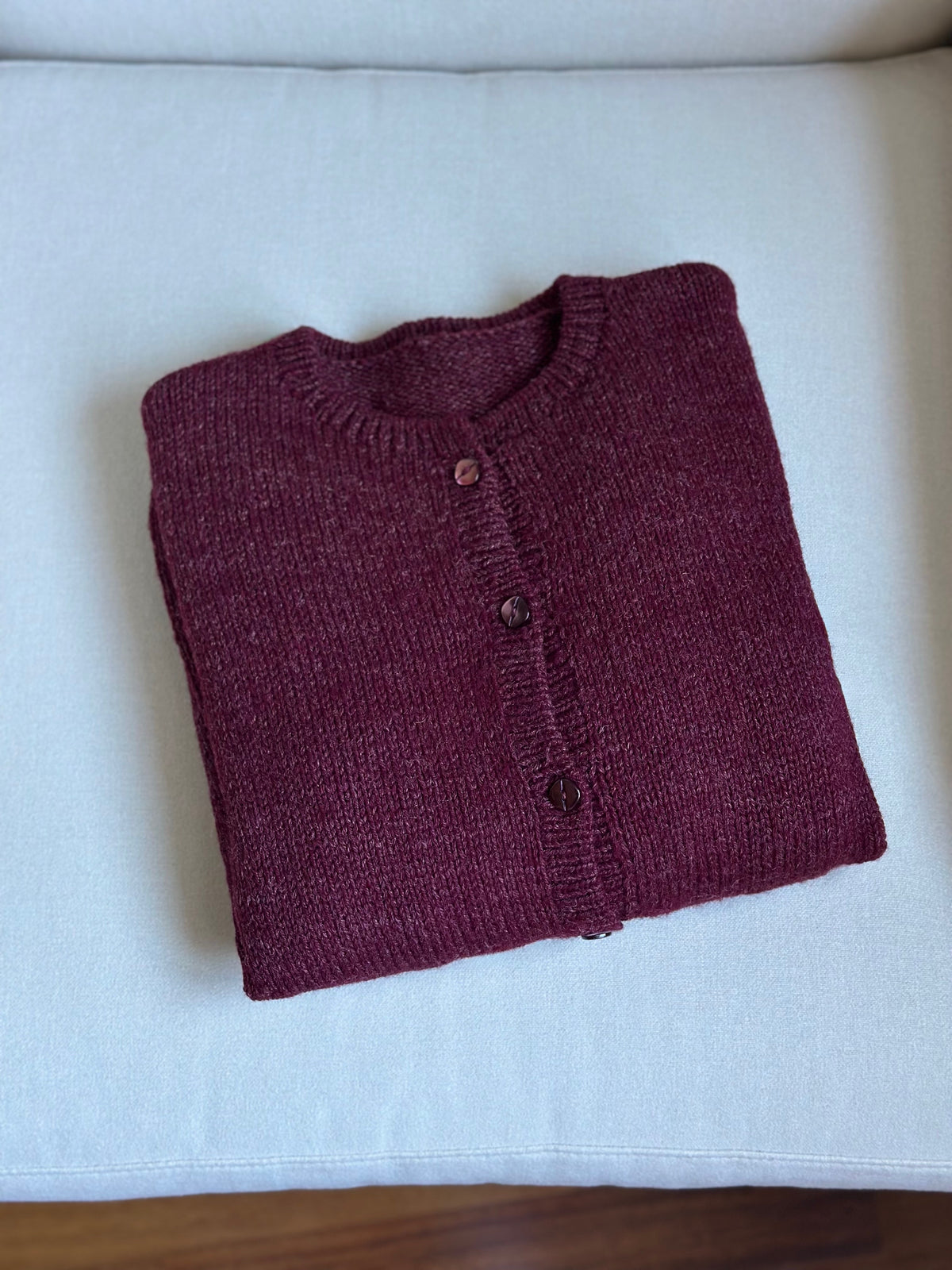 Handmade Burgundy Wool Cardigan