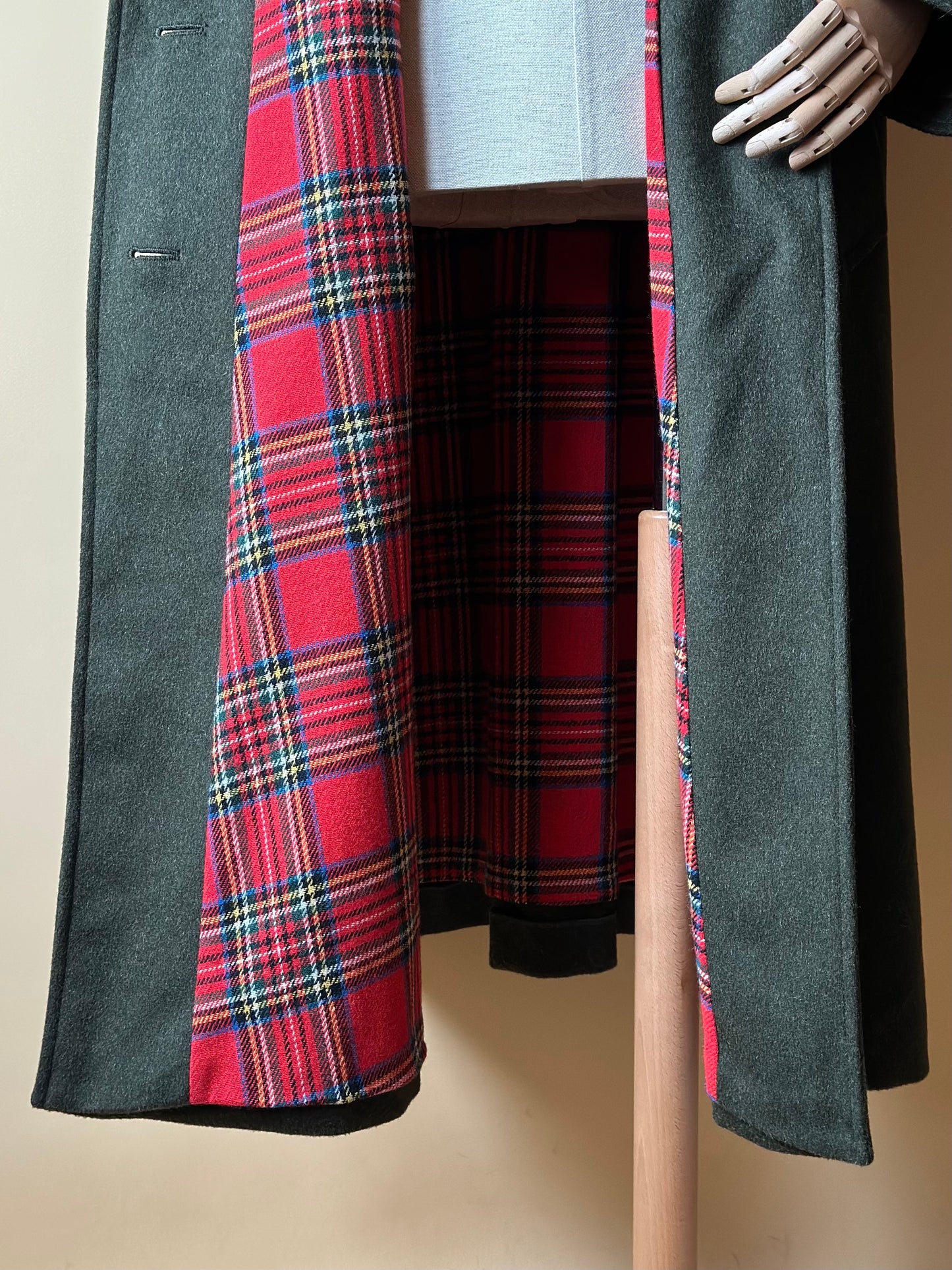 Vintage Green Loden With Tartan Lining