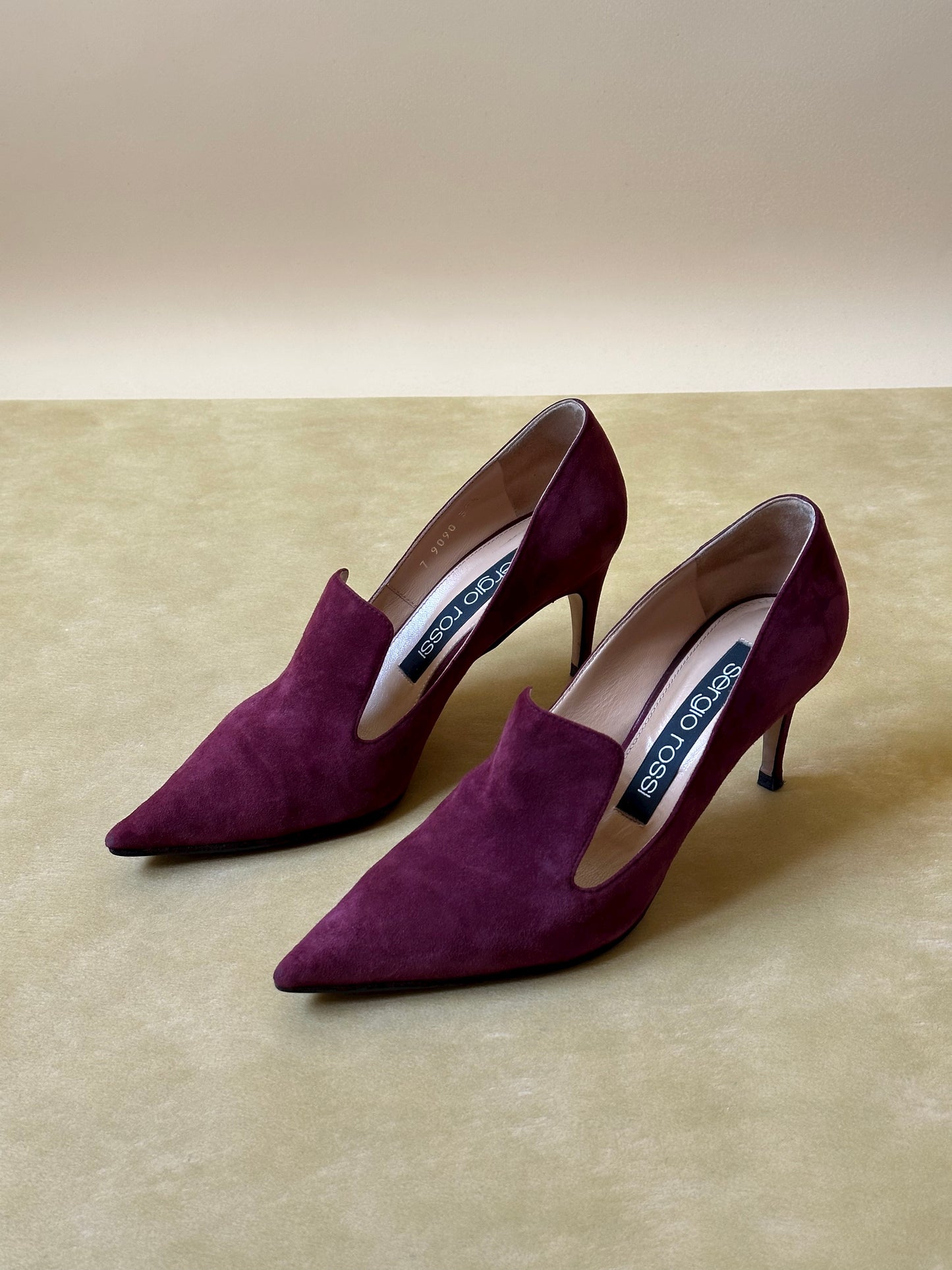 Vintage Sergio Rossi Suede Purple Pumps