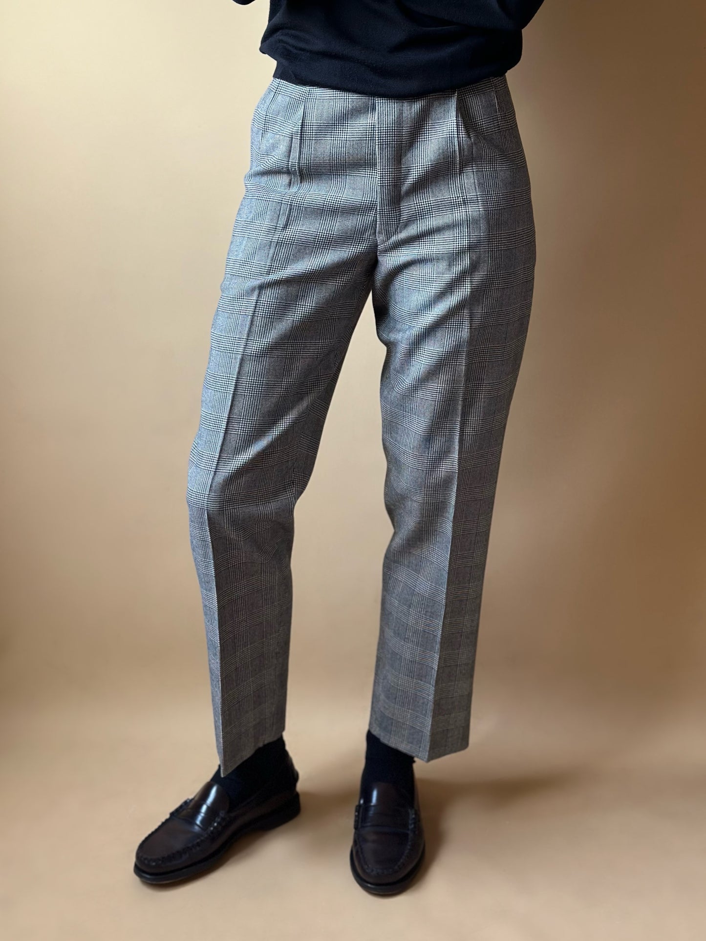 Vintage Black & White Checkered Wool Trousers