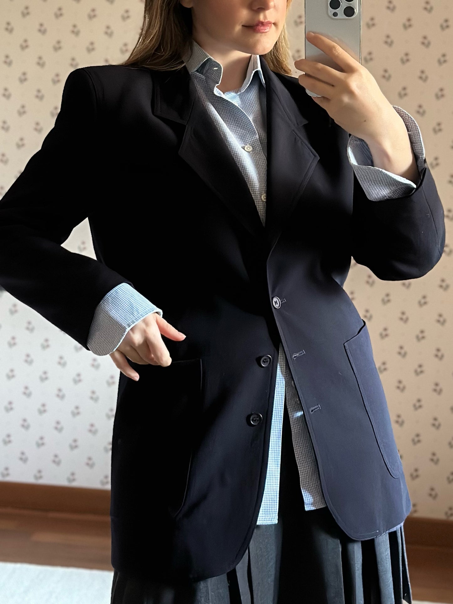 Vintage Blue Wool Blazer