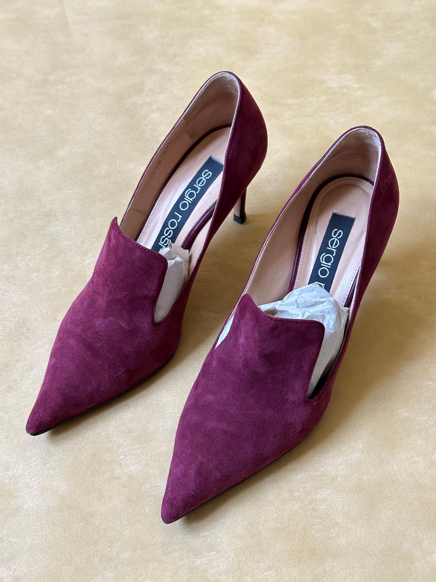 Vintage Sergio Rossi Suede Purple Pumps