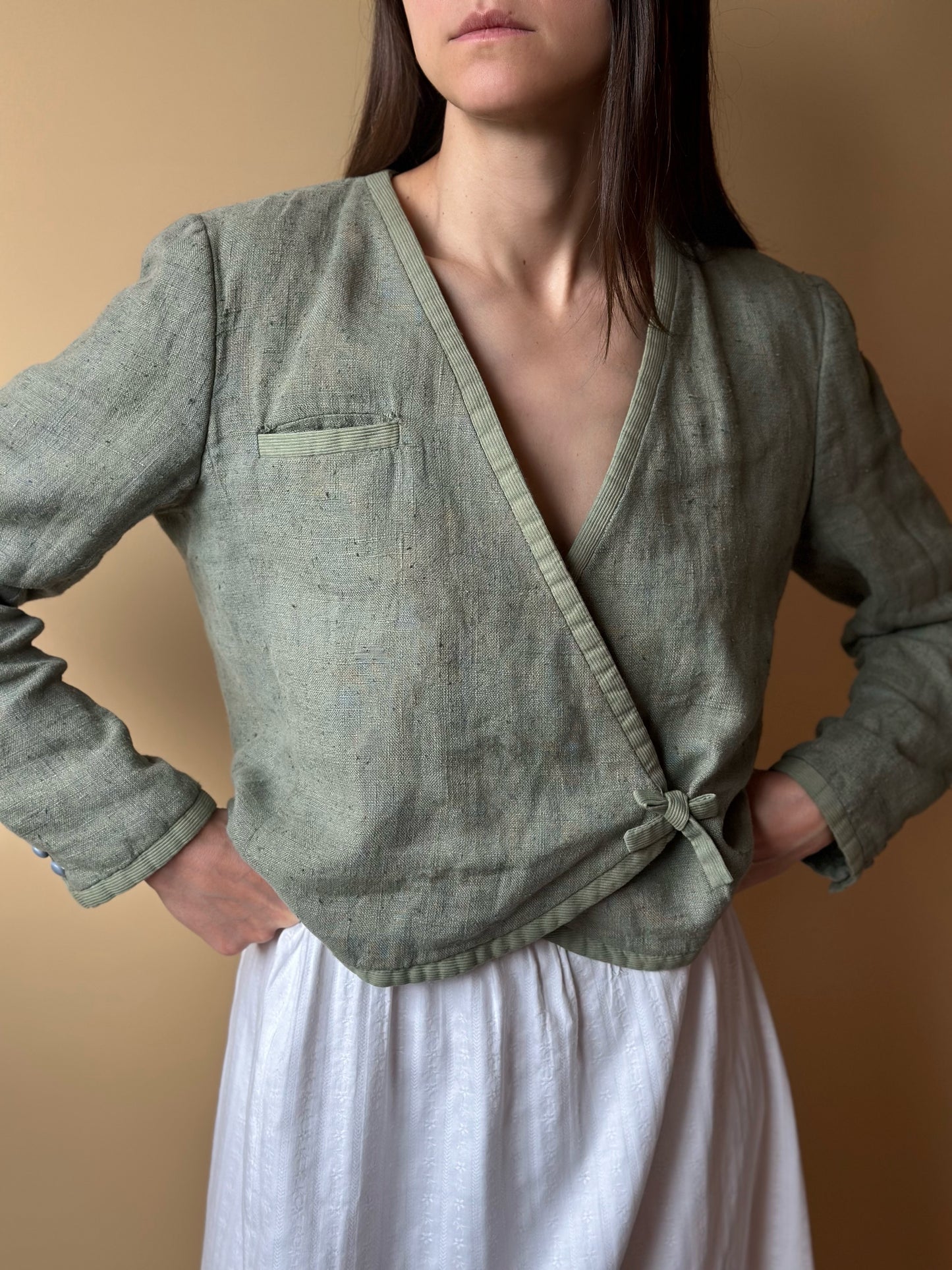 Vintage Valentino Wrap-Up Linen Jacket