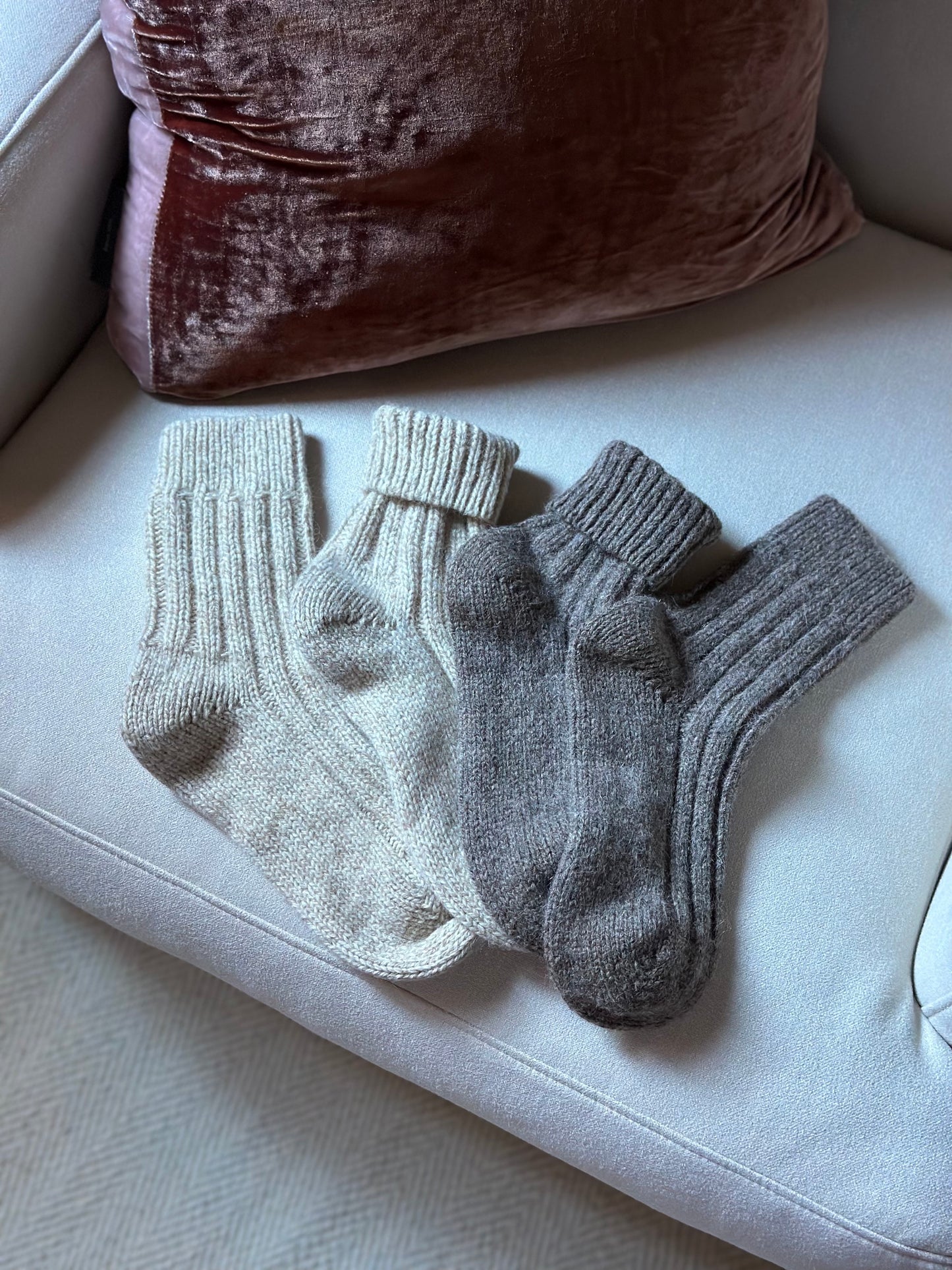 Vintage White Mélange Wool & Alpaca Socks