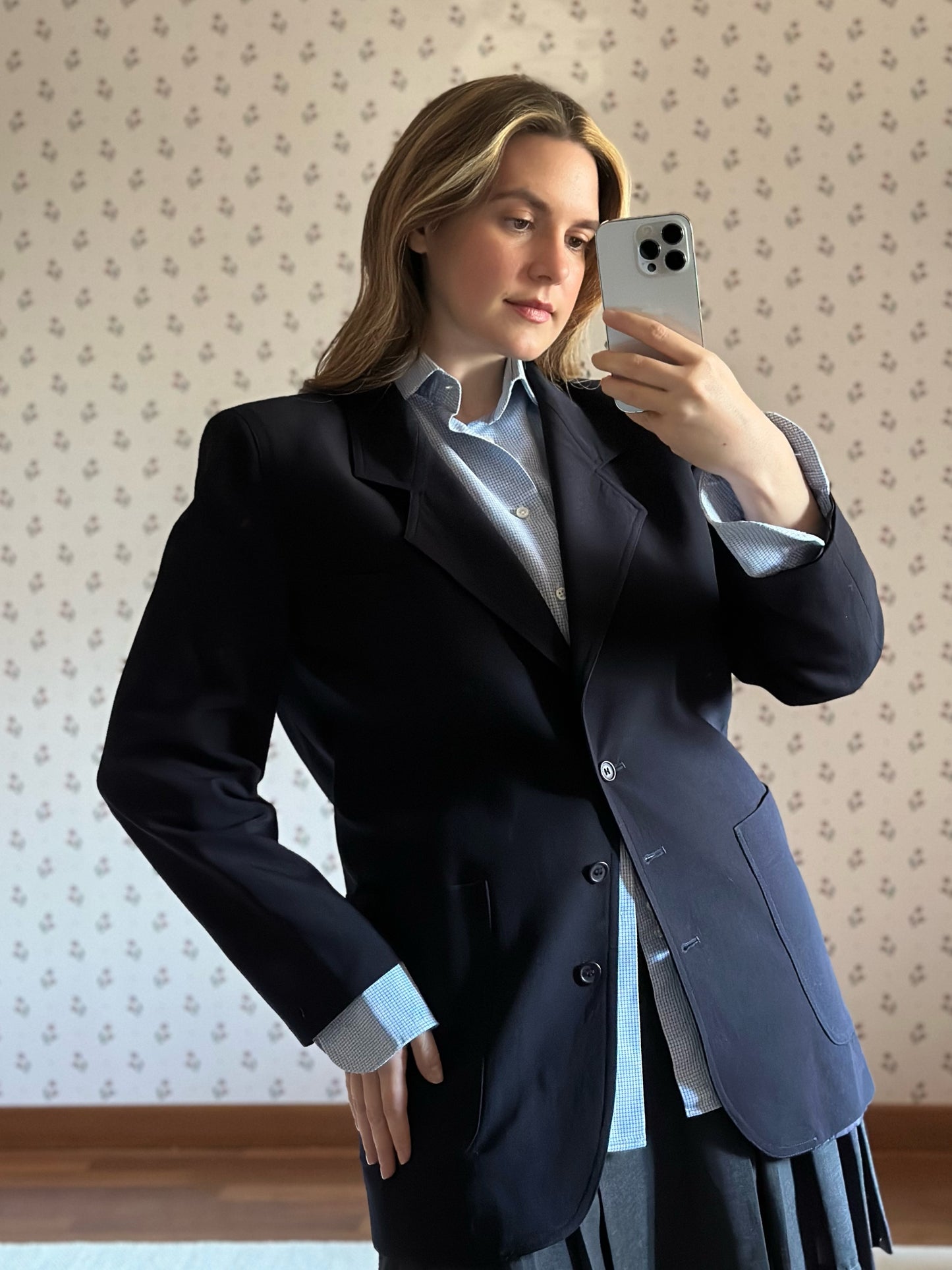 Vintage Blue Wool Blazer