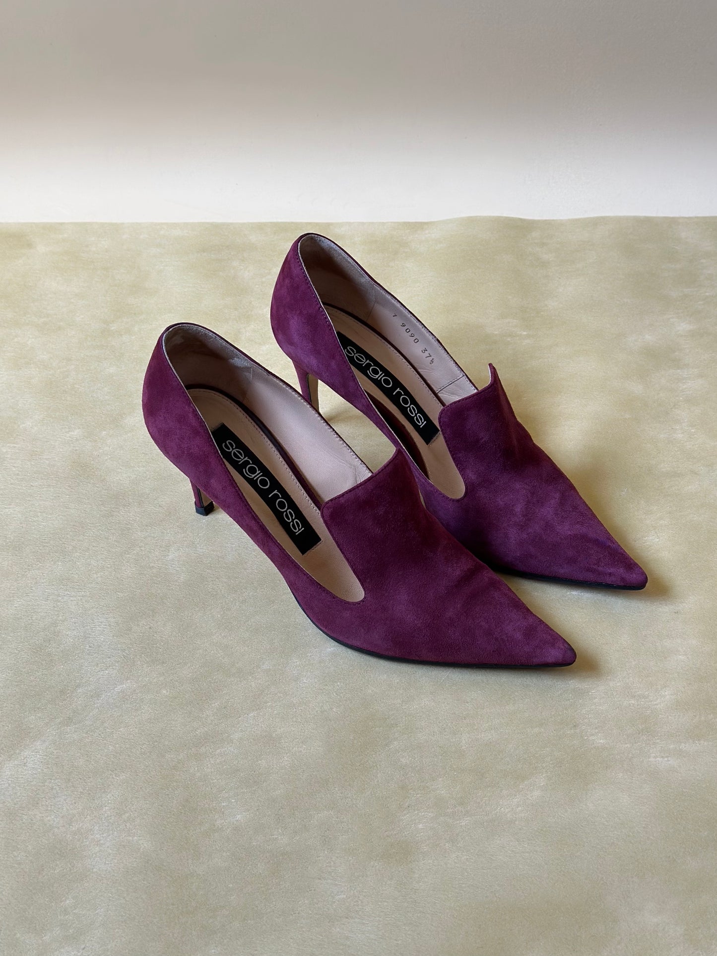 Vintage Sergio Rossi Suede Purple Pumps