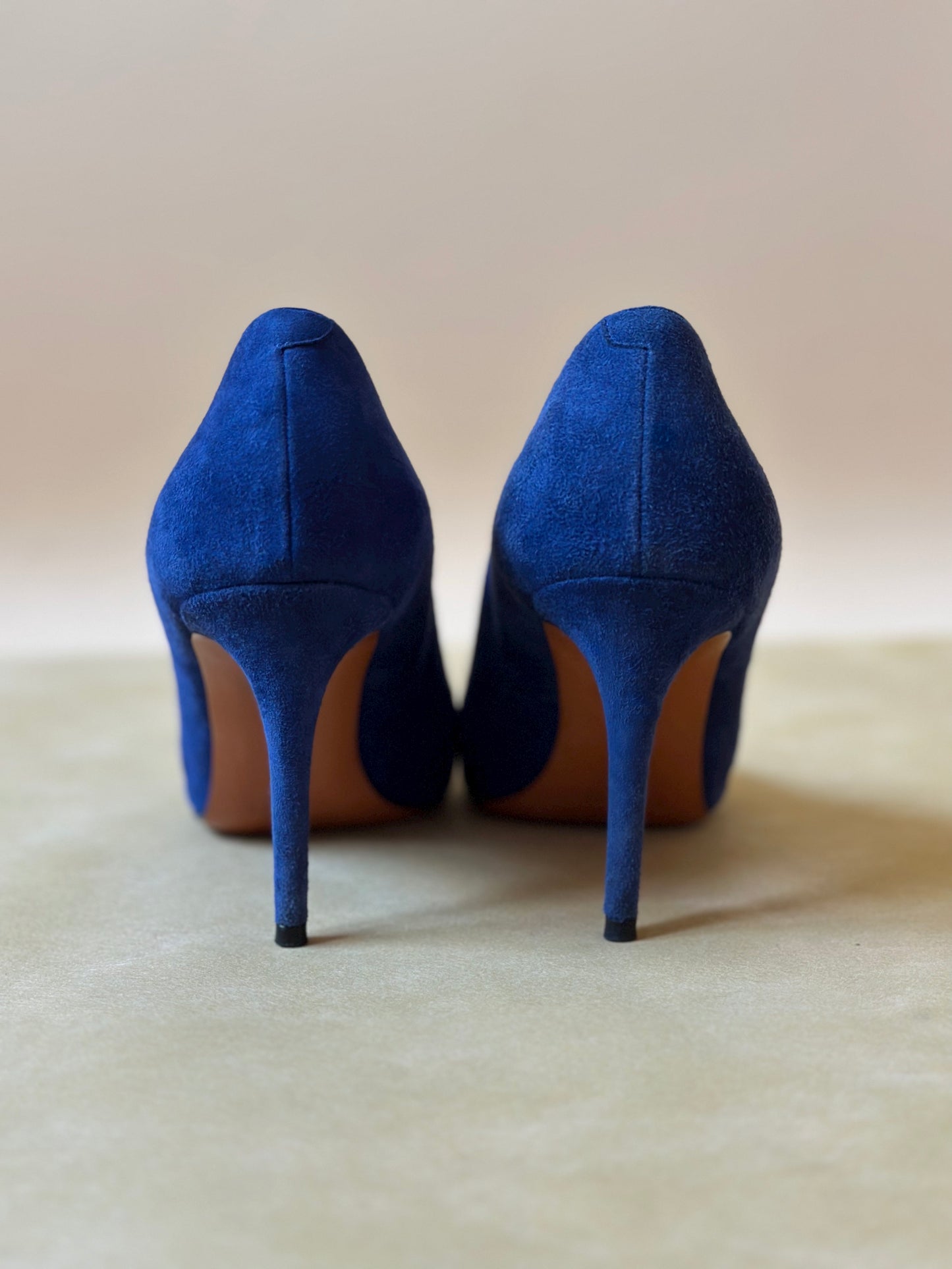 Céline Blue Suede Pointed Pumps