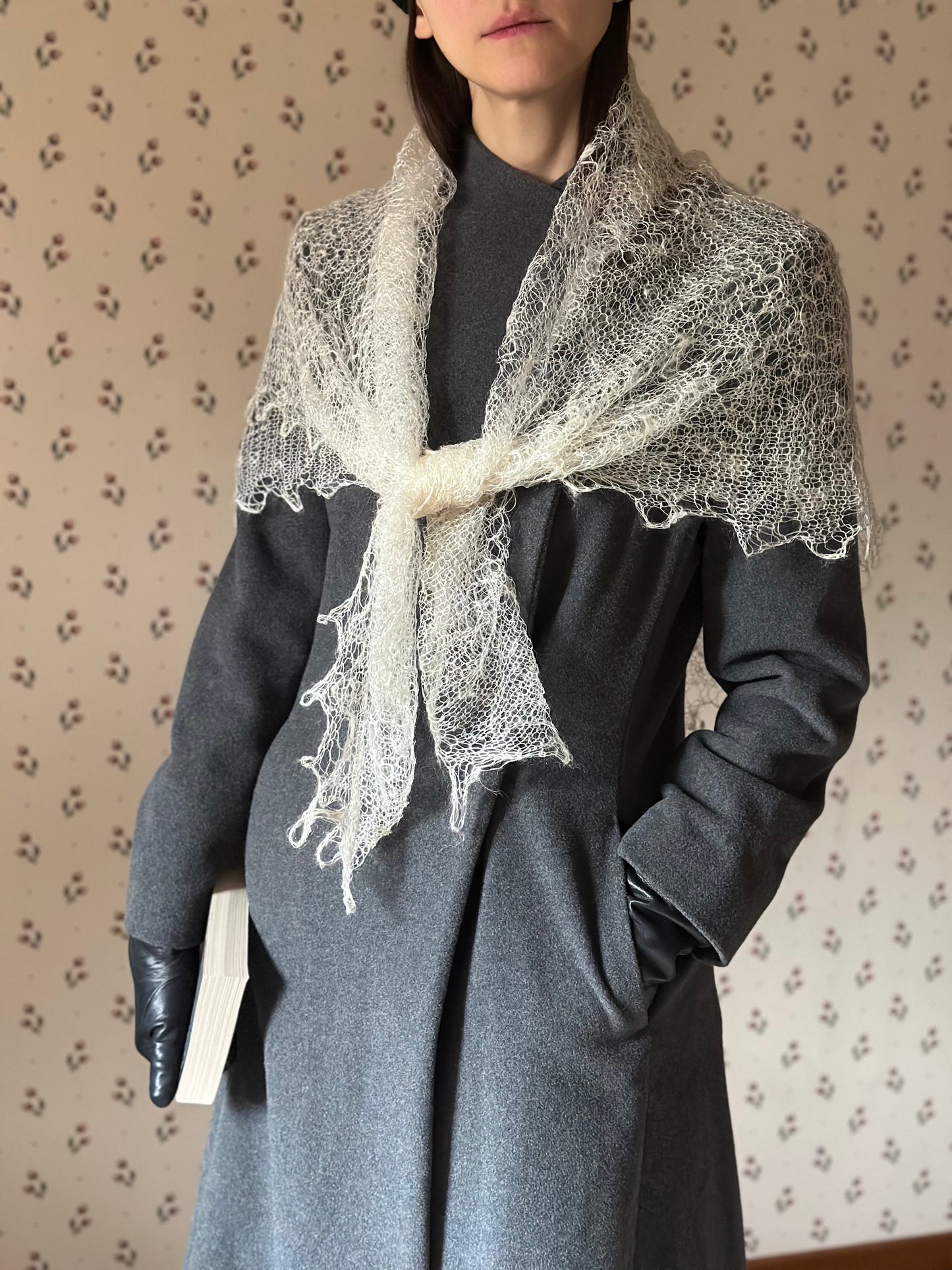 Antique Handmade Silk and Wool Orenburg Shawl