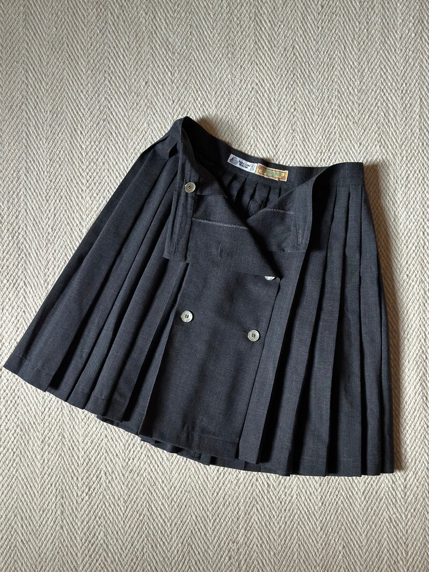 Vintage Gray Pleated Wool Skirt