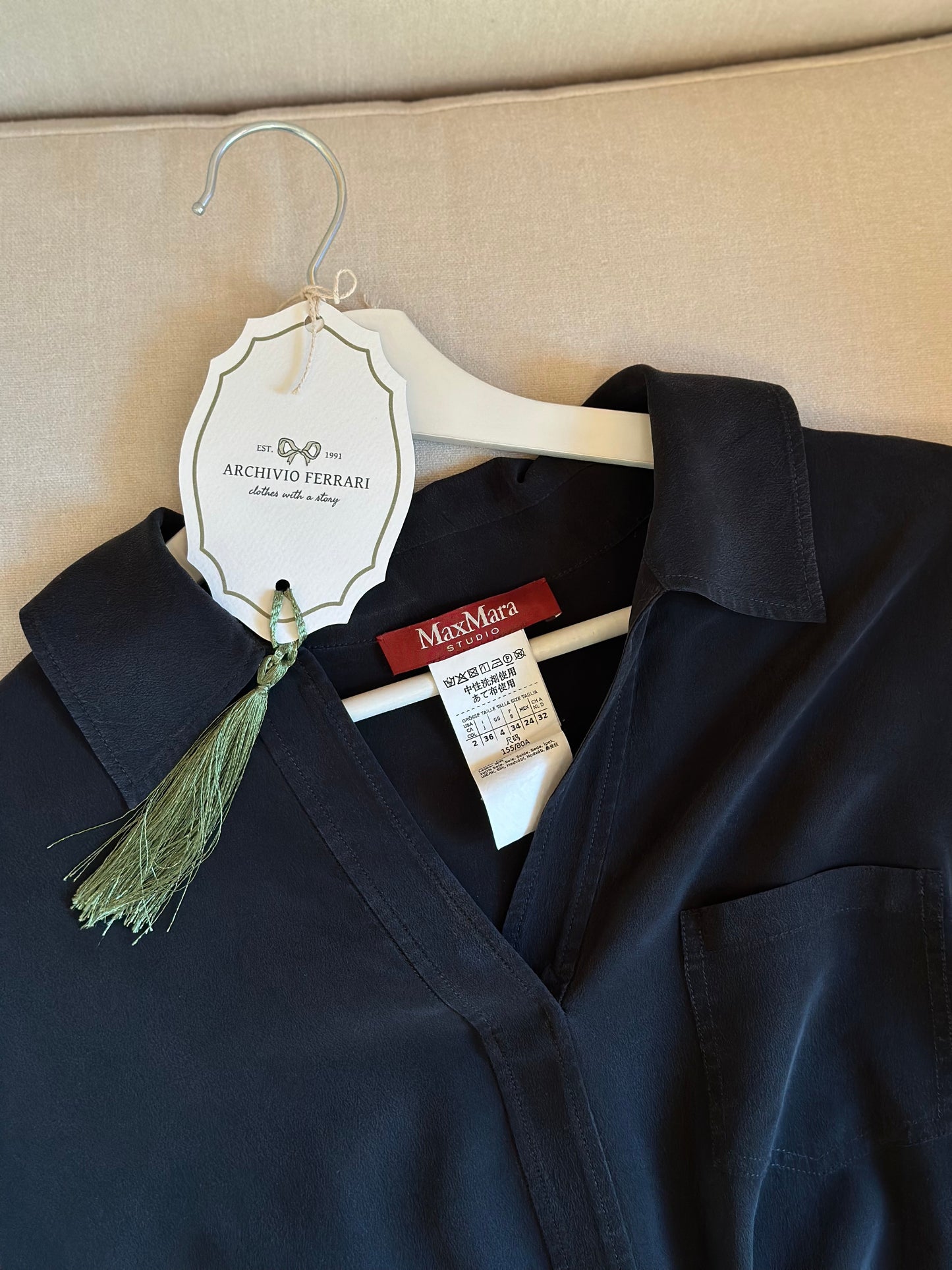 100% Silk Black Max Mara Blouse
