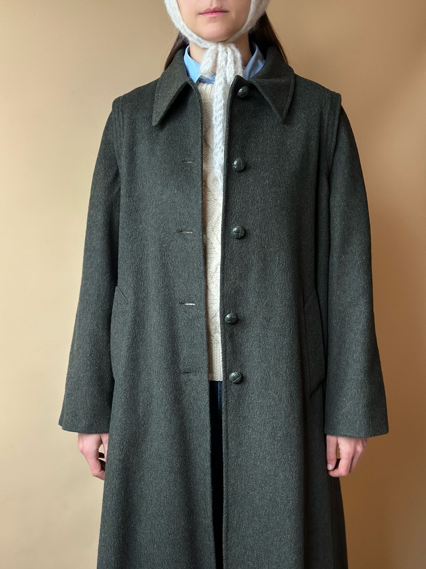 Vintage Green Loden Coat by Marella