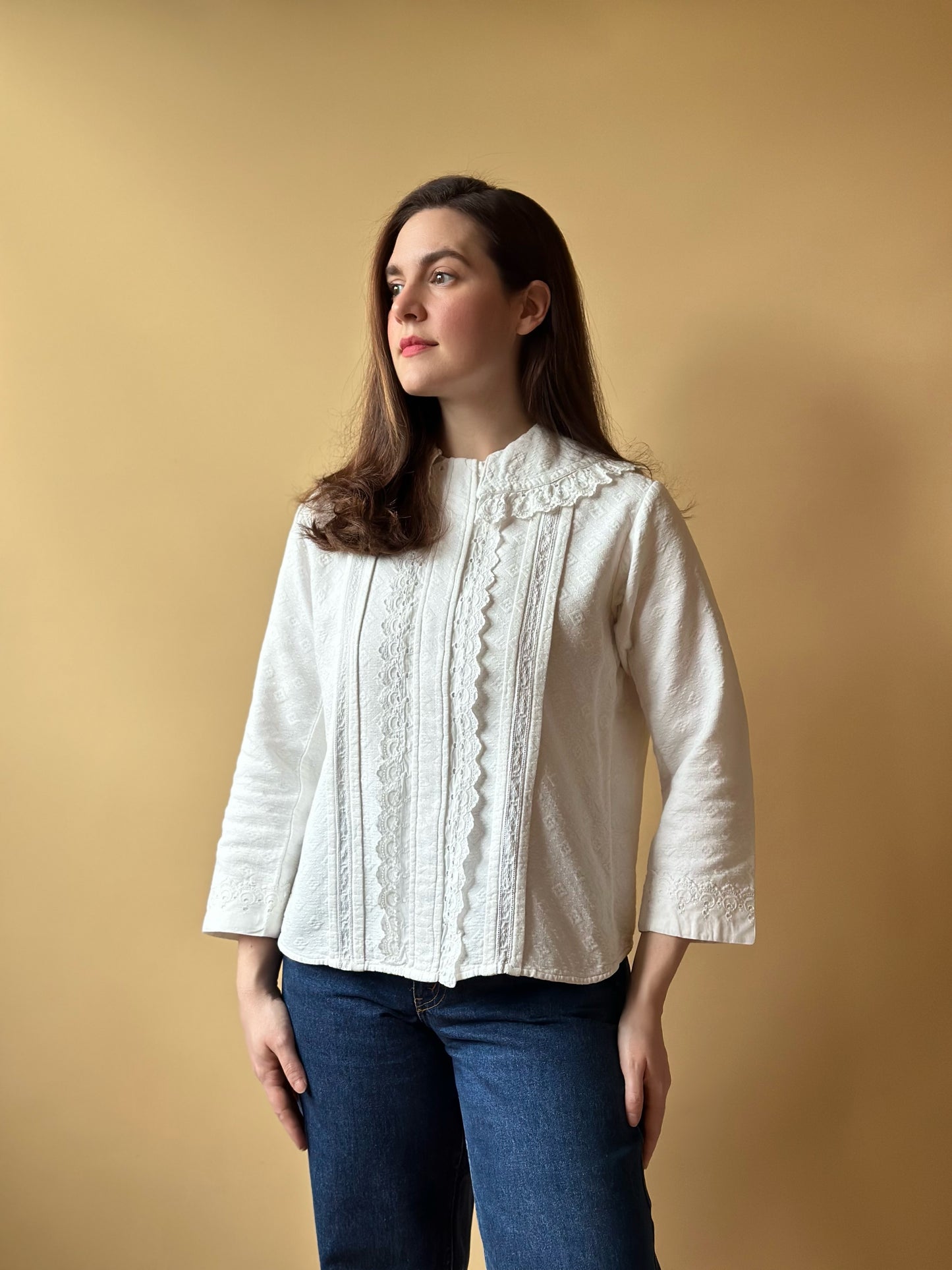 Vintage Romantic Antique White Shirt