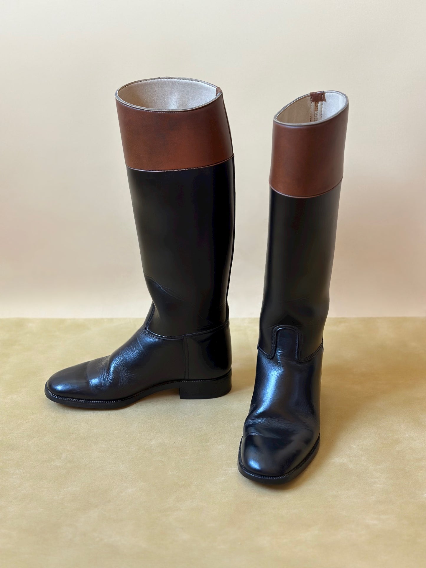 Vintage Black & Brown Leather Riding Boots n. 38 IT