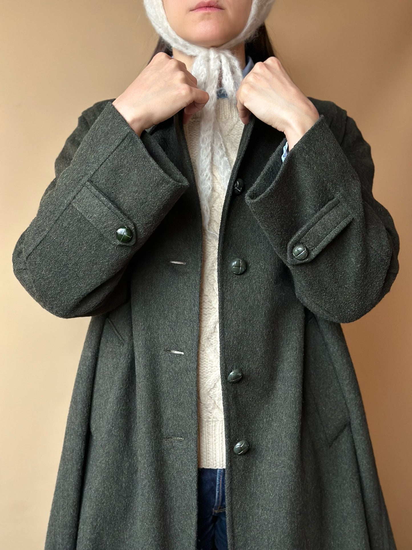 Vintage Green Loden Coat by Marella