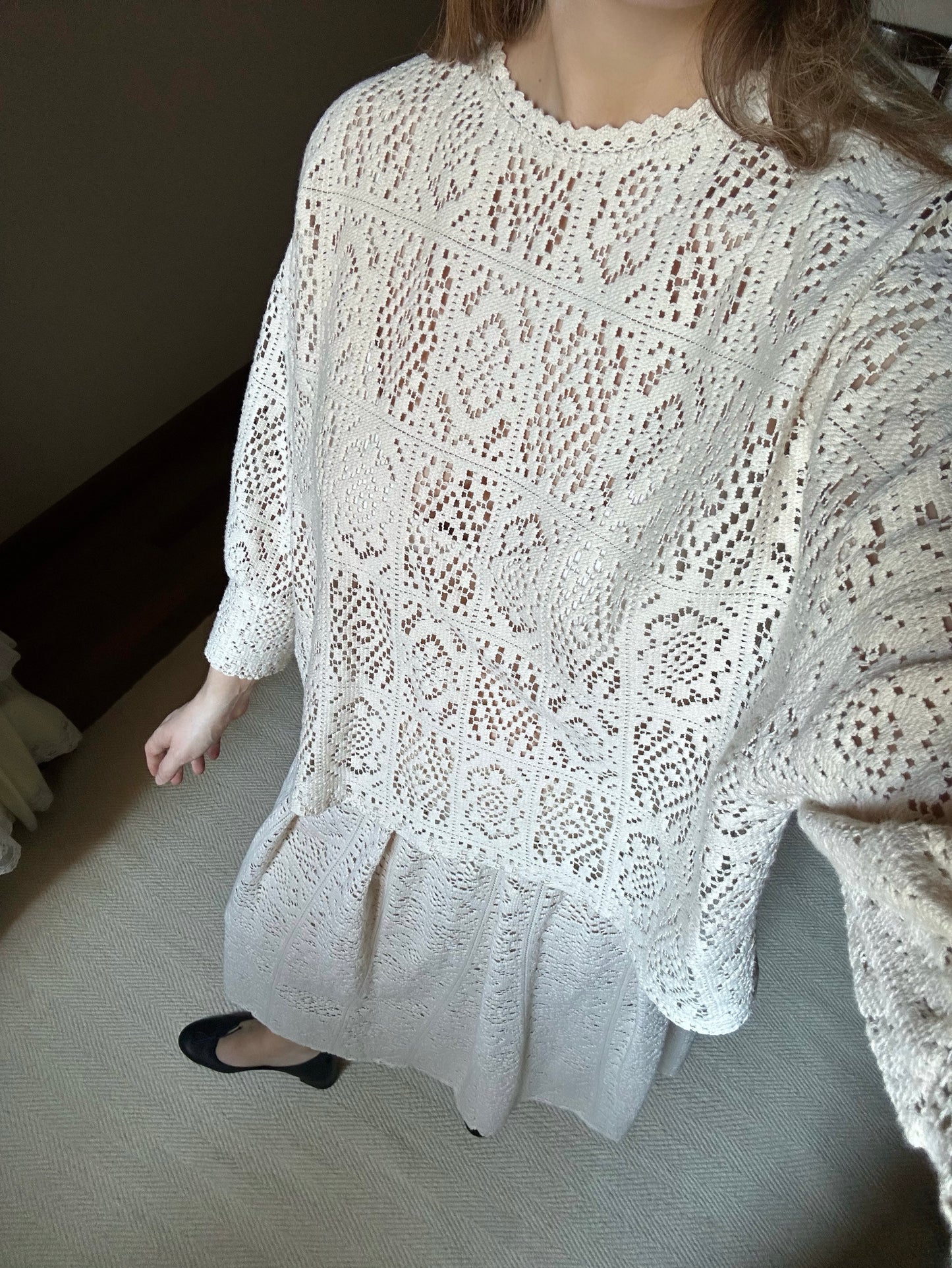Pure Cotton Beige Crochet Blouse