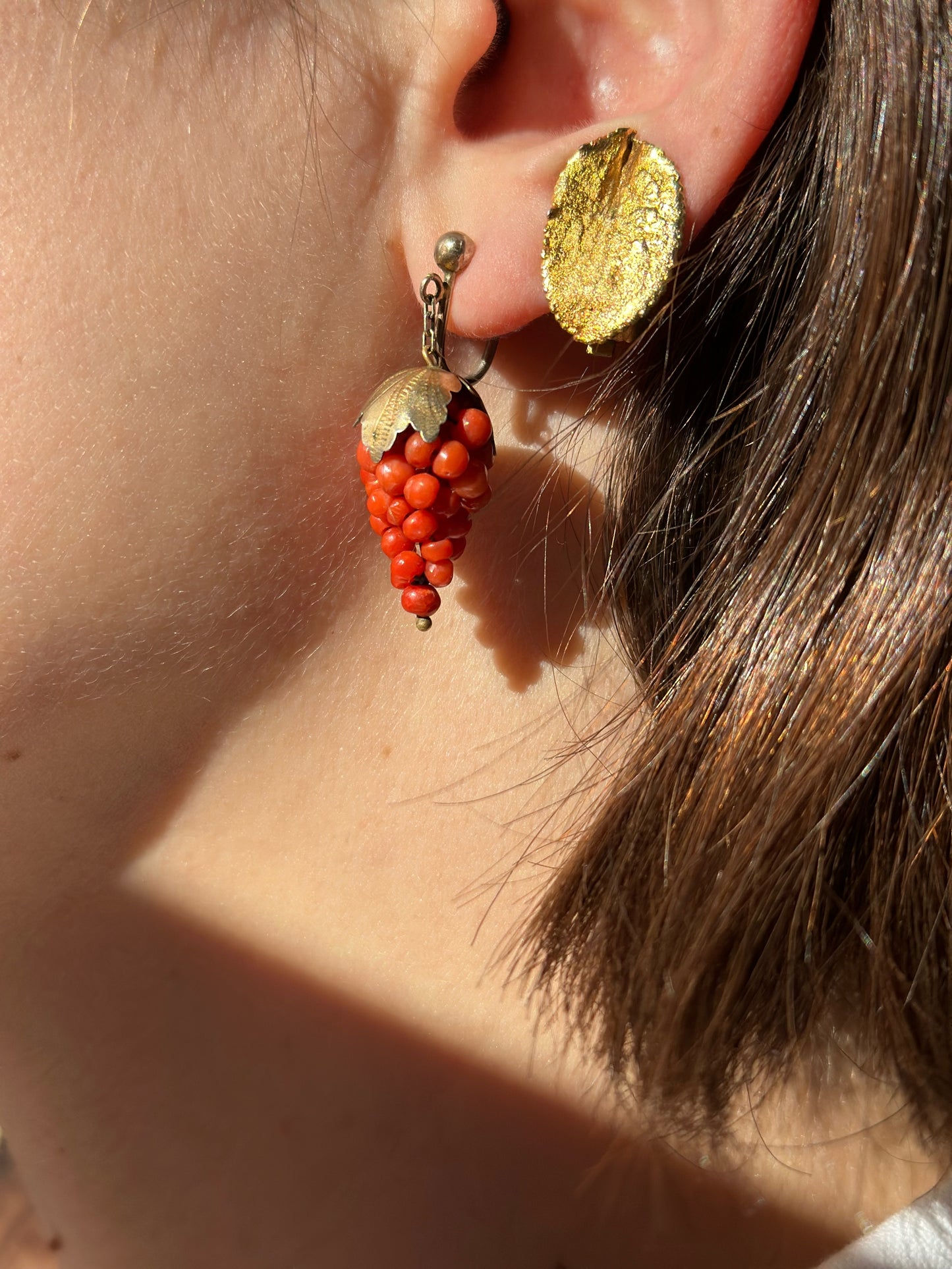 Vintage Gold Leaf Single Earring