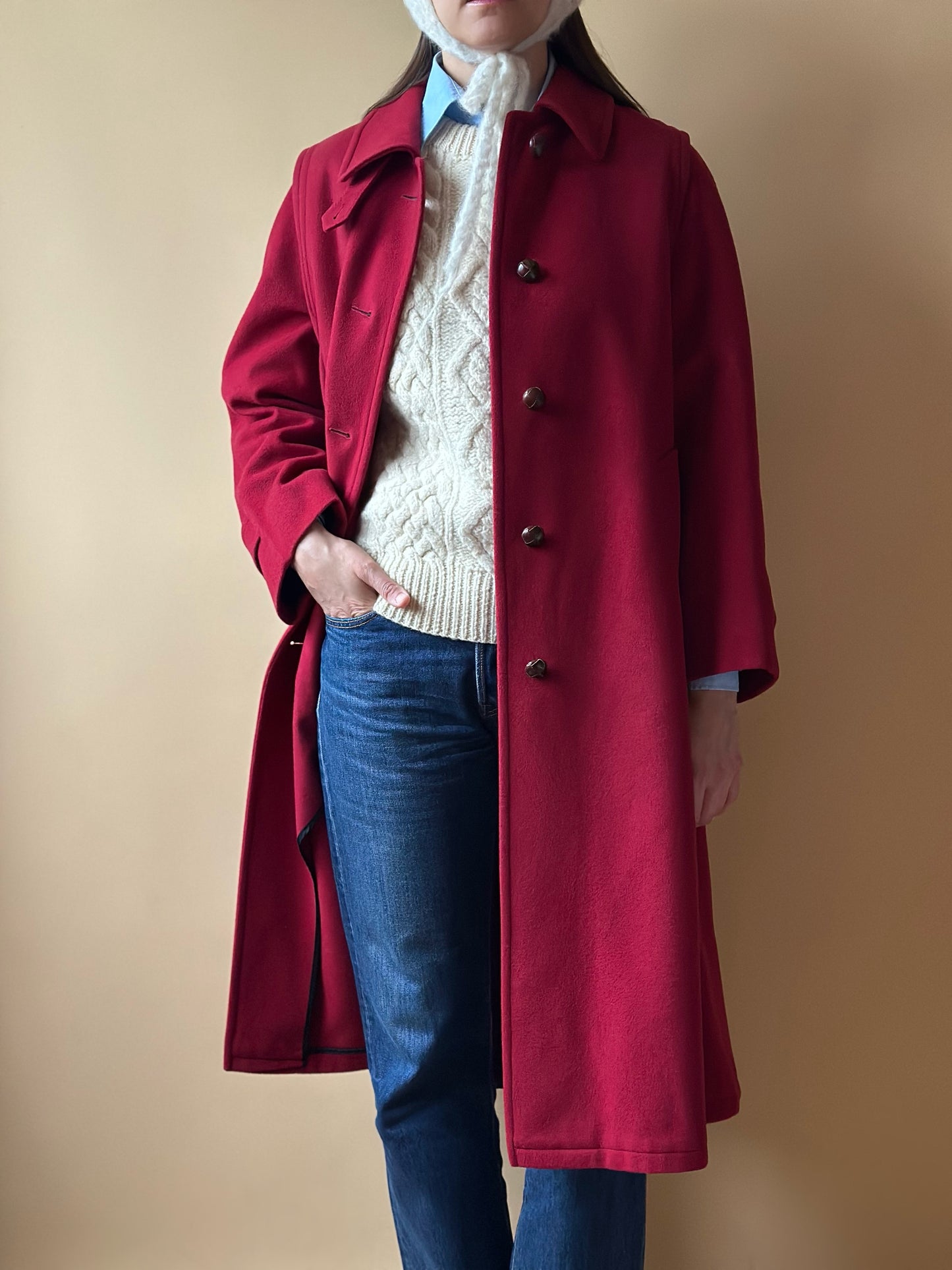 Vintage Red Loden Coat
