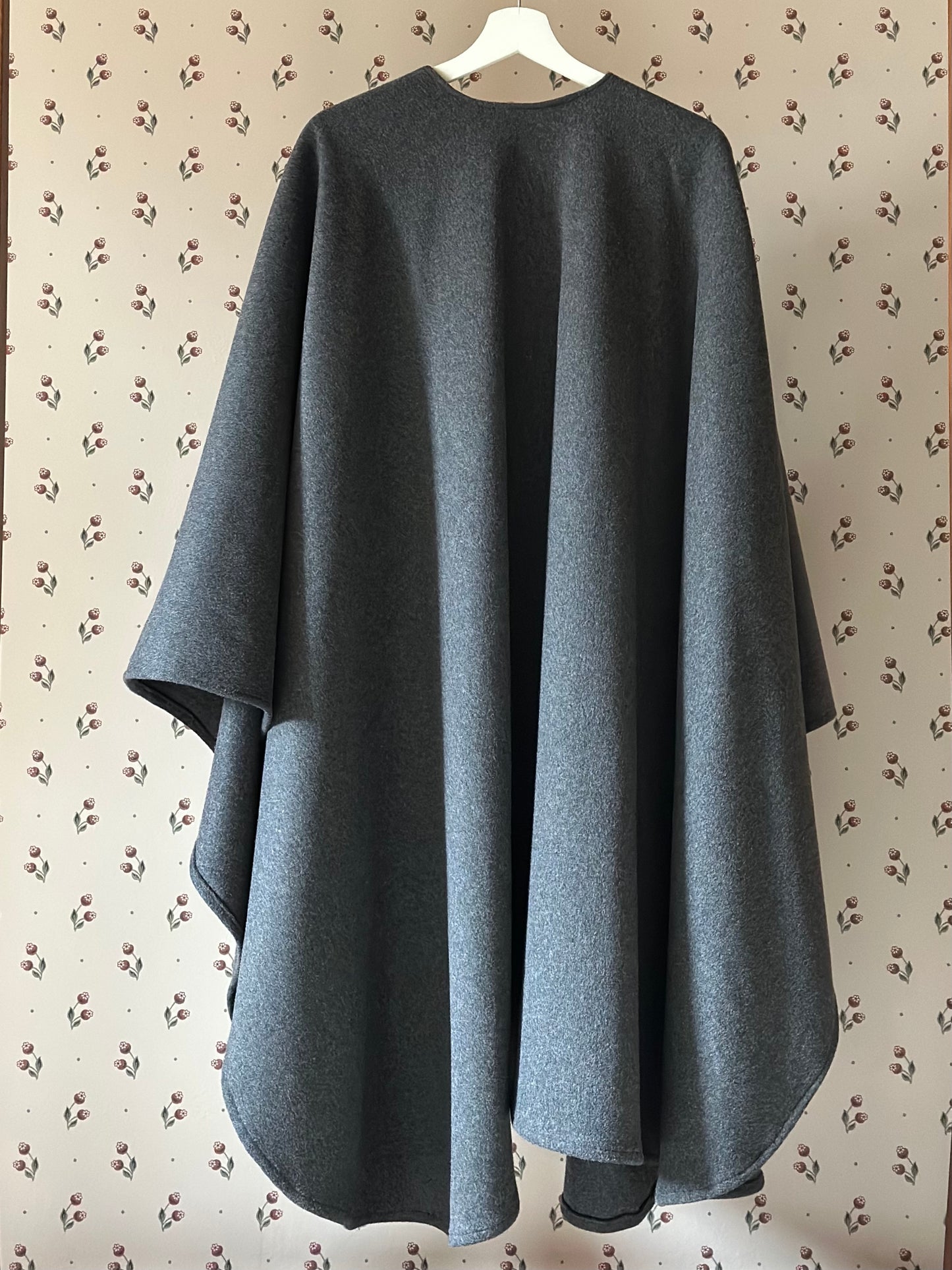 Gray Wool Maxi Cape