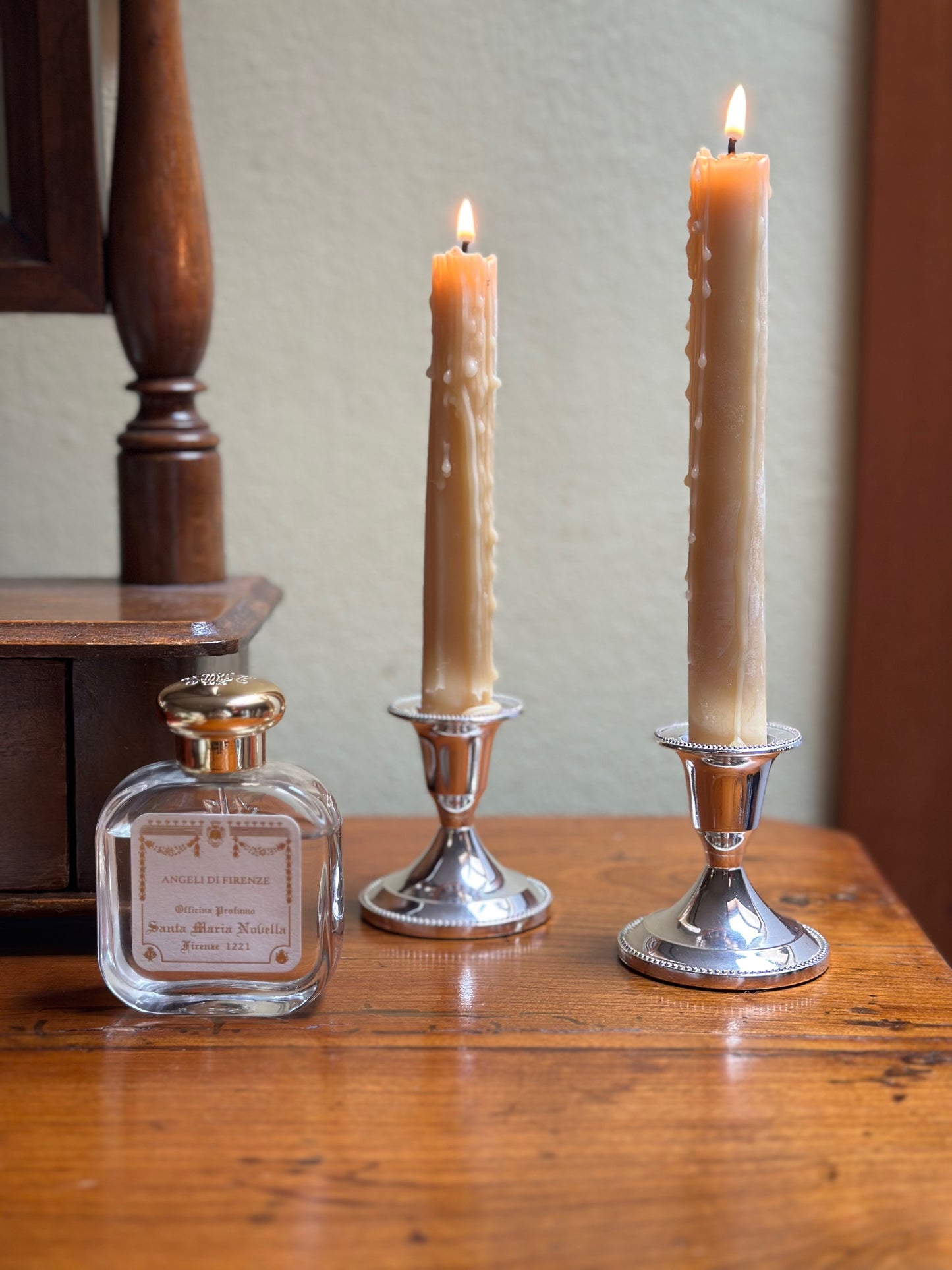 Set Of Two Vintage Silver-Plated Metal Candle Holders