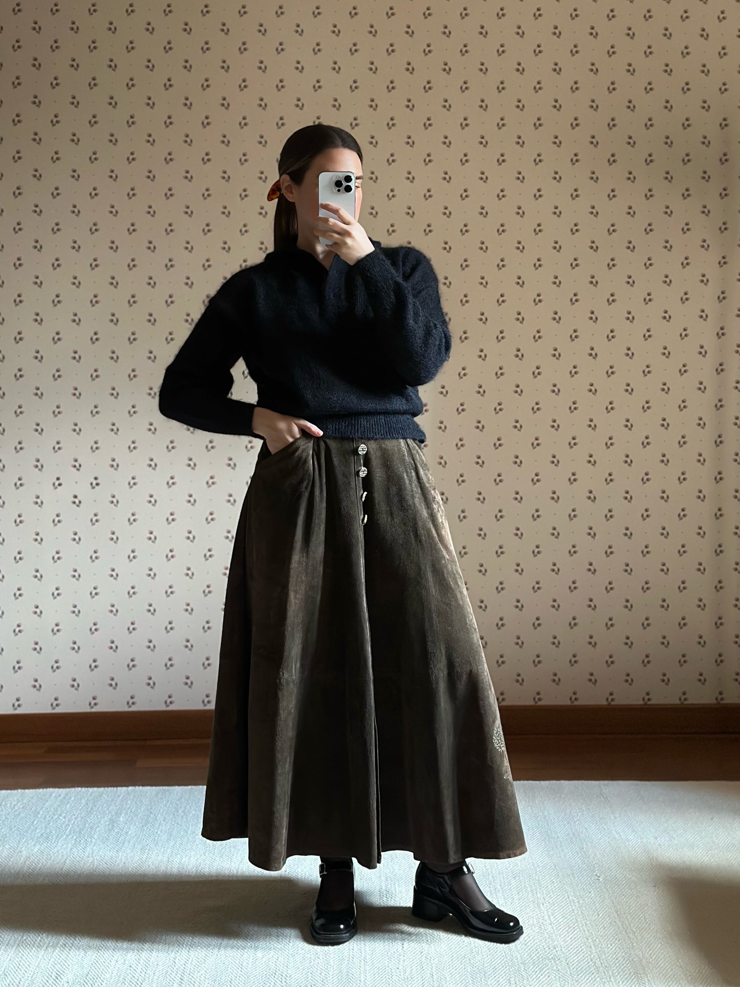 Vintage Super Kid Mohair Black Polo Sweater